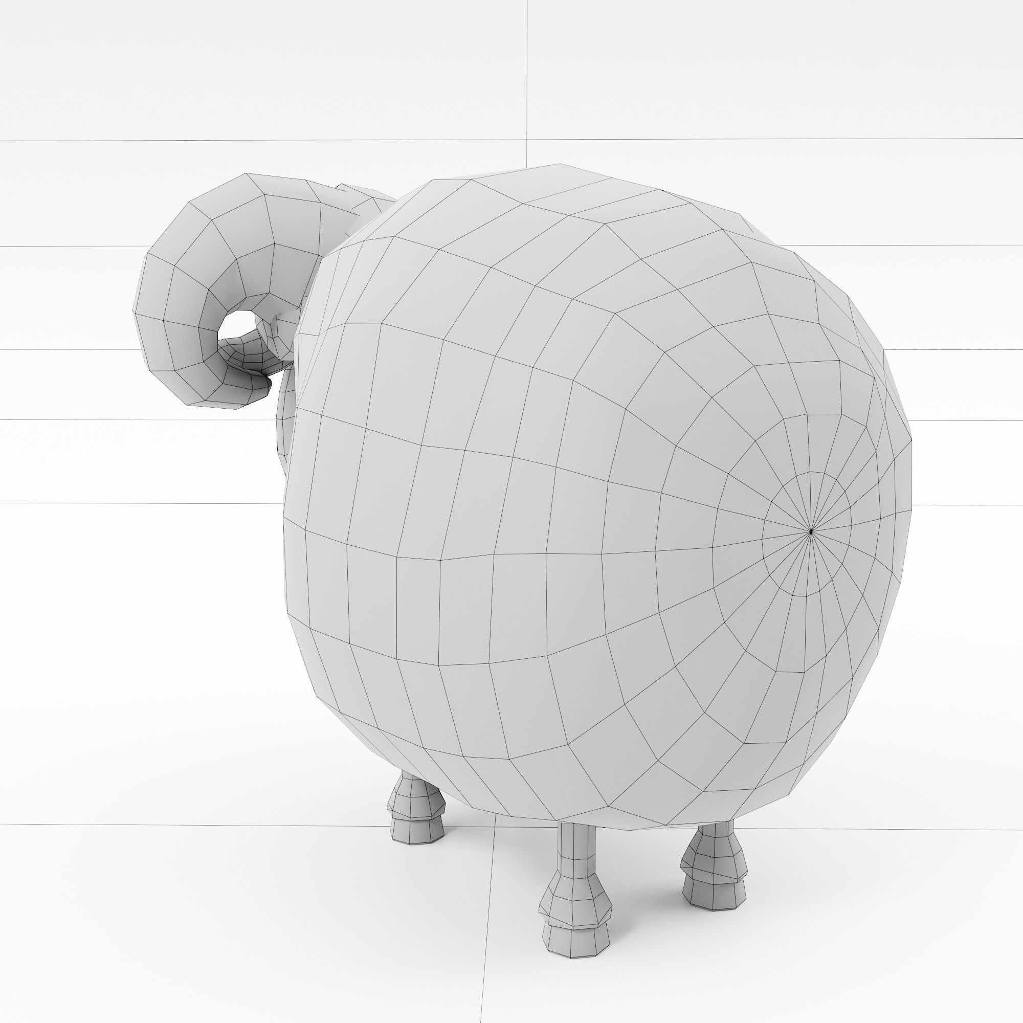Sheep 3d model cartoon with horns 3D model_7