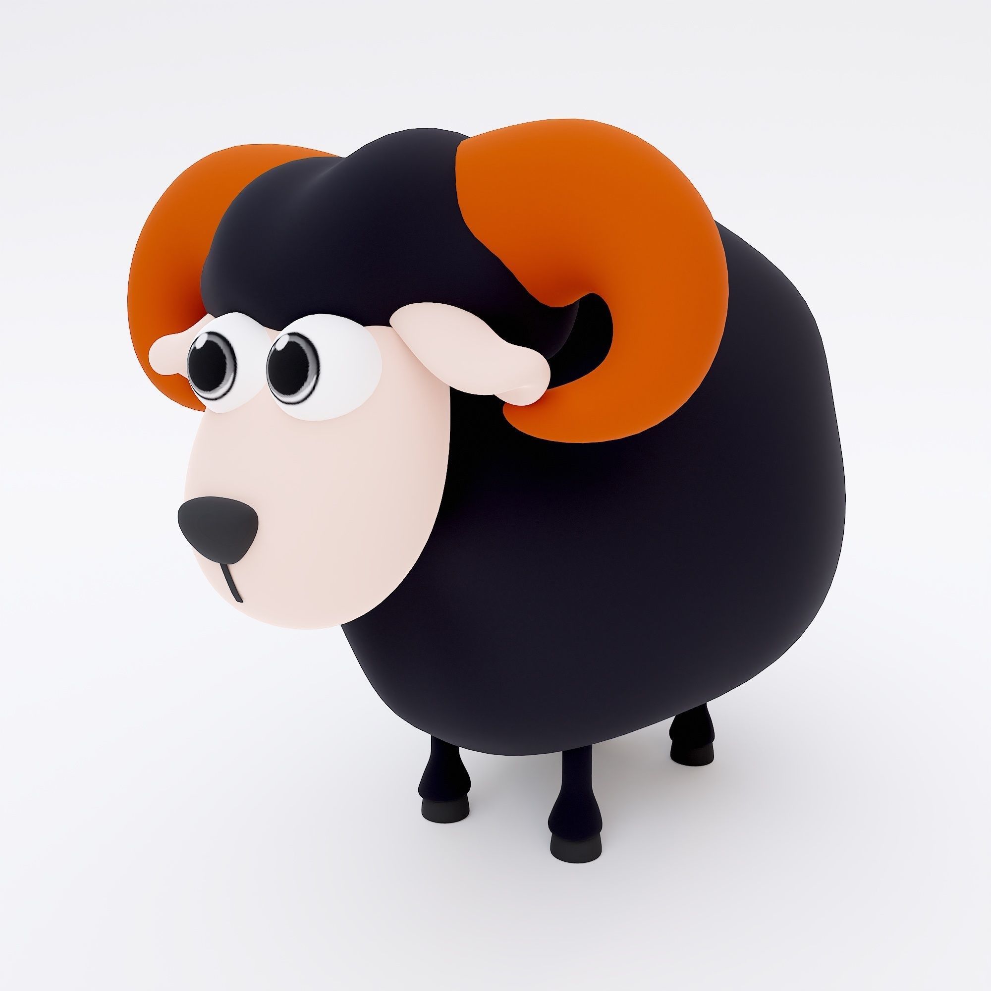 Sheep 3d model cartoon with horns 3D model_1