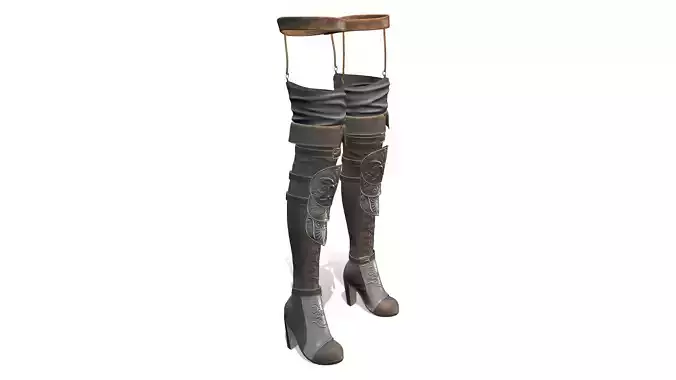 Warrior High Heel Thigh Boots With Guards