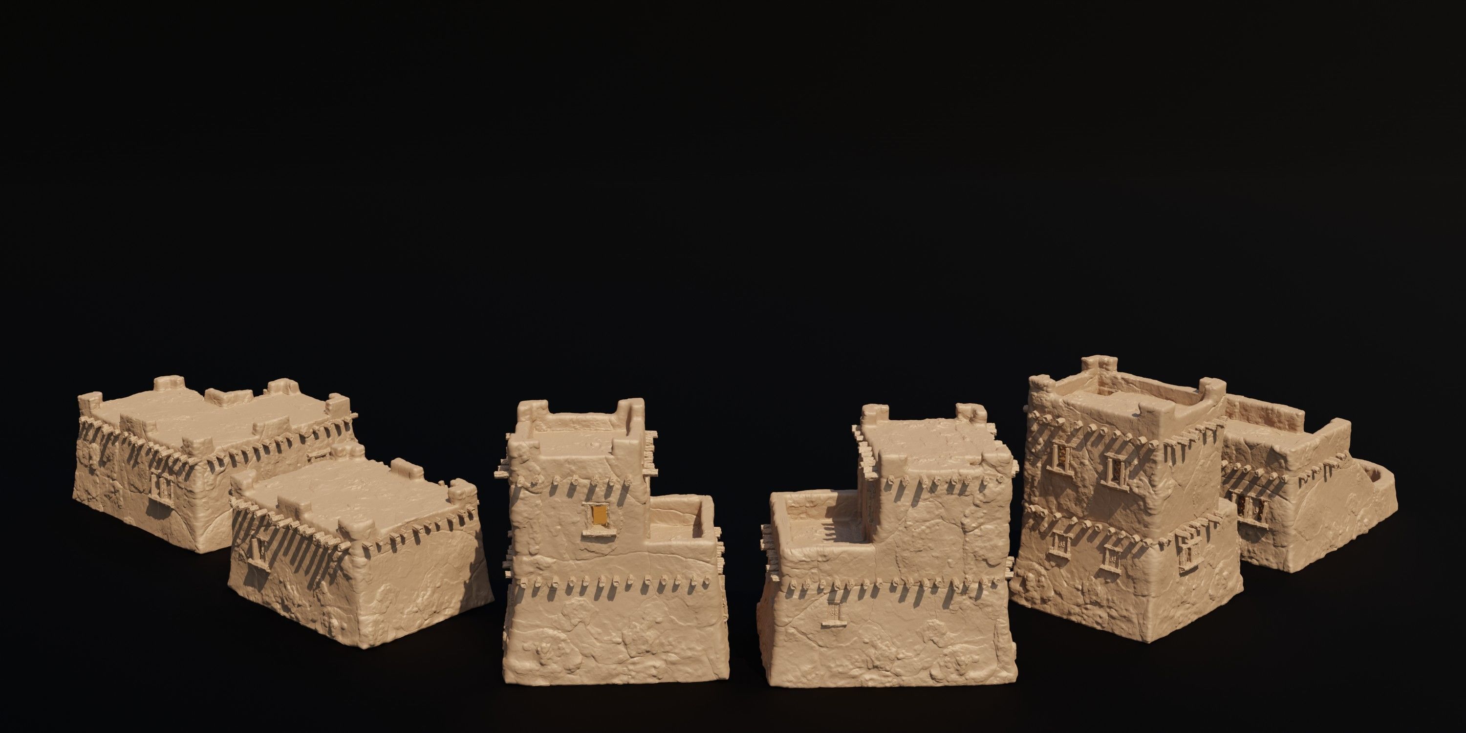 Desert Mud Houses Tabletop Terrain 28 MM  3D print model_4
