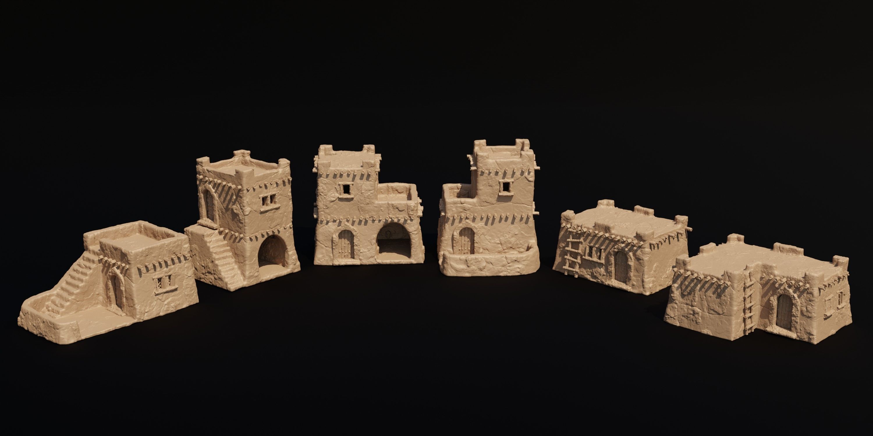 Desert Mud Houses Tabletop Terrain 28 MM  3D print model_7