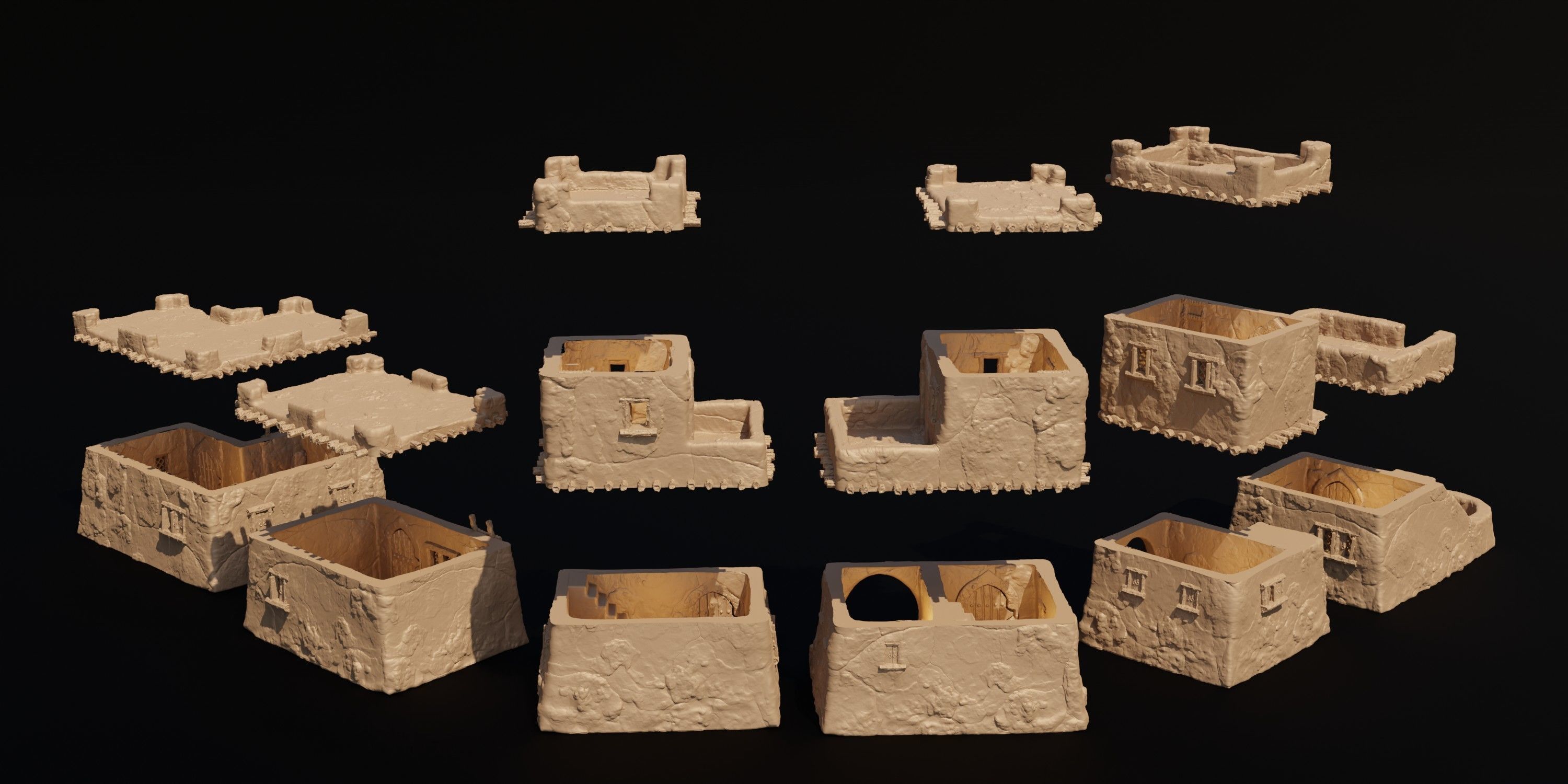 Desert Mud Houses Tabletop Terrain 28 MM  3D print model_6