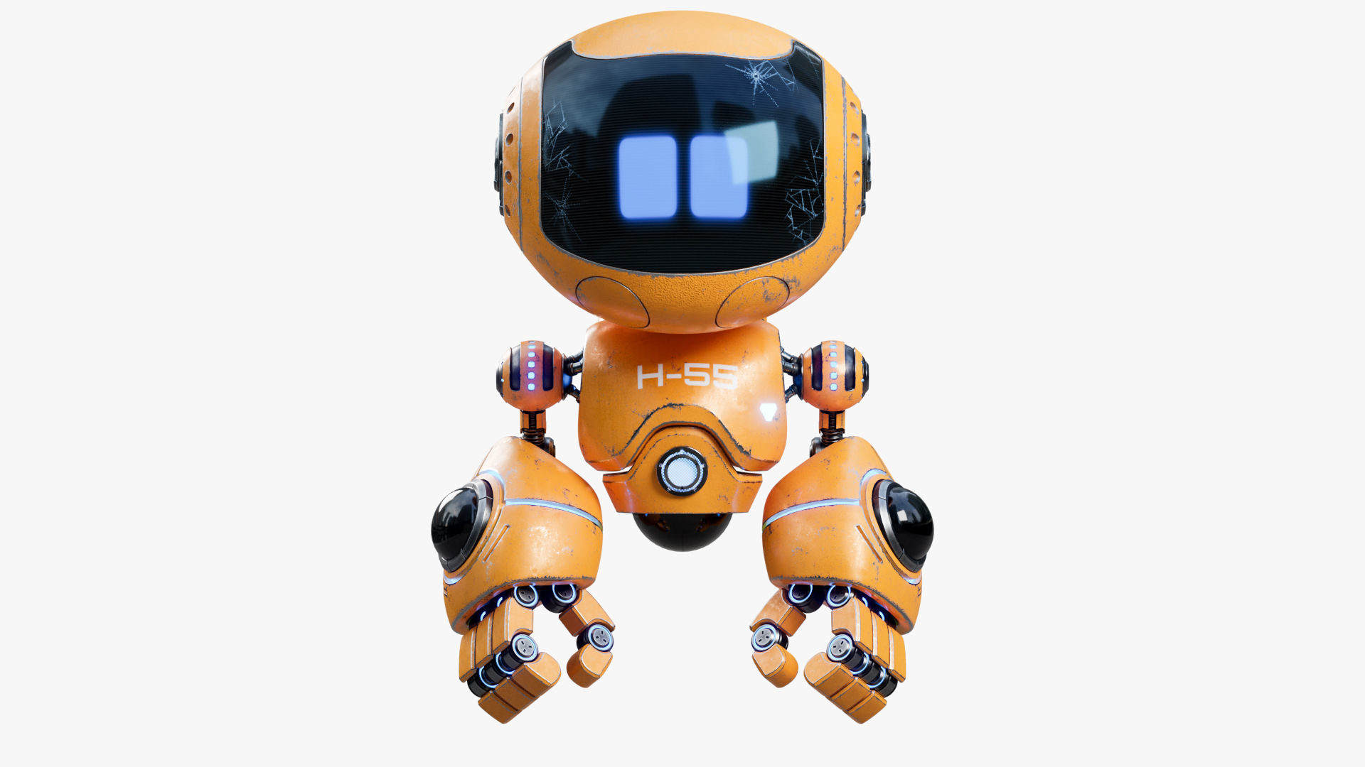 Cute Robot H-55 Yellow 3D model_2