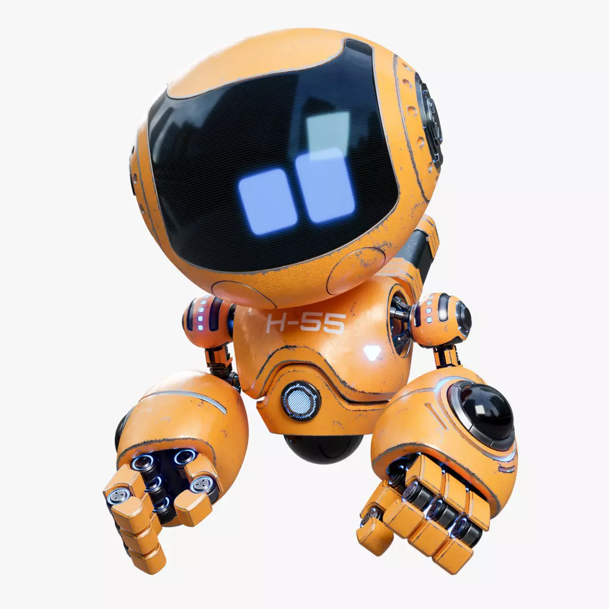 Cute Robot H-55 Yellow 3D model_0