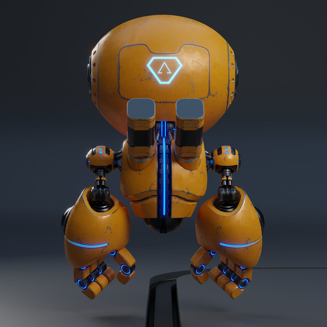 Cute Robot H-55 Yellow 3D model_15