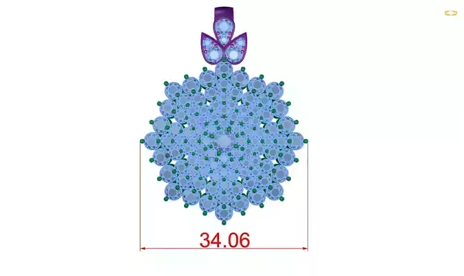 pendant snowflake with crystals in shape of flower