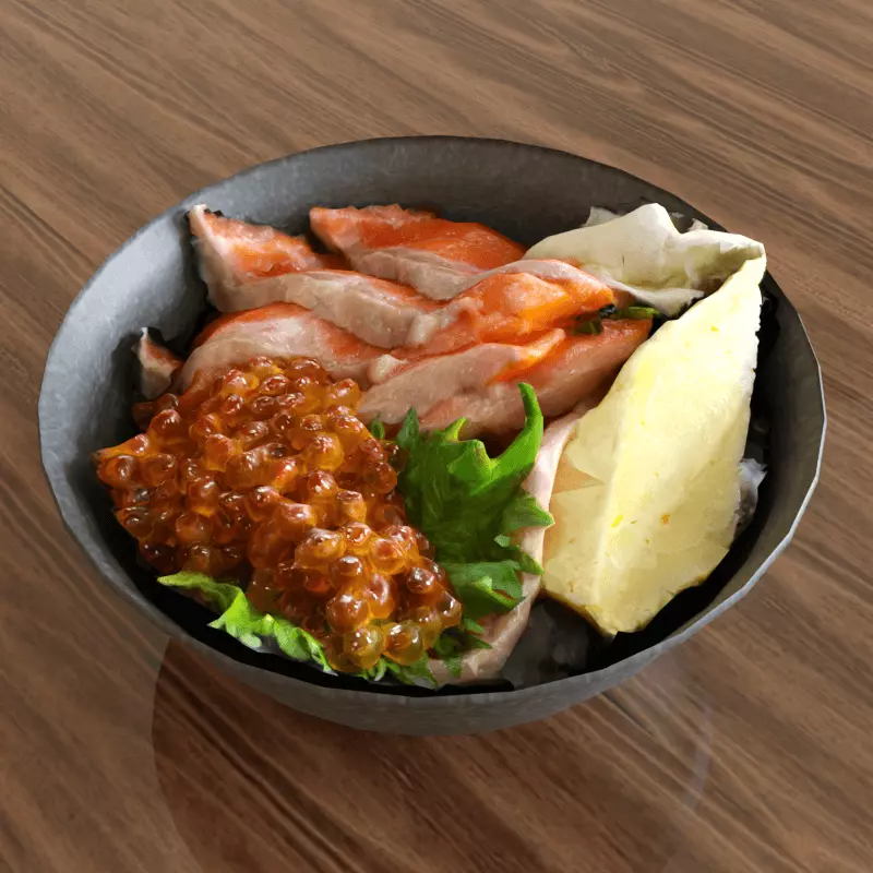 Salmon and salmon roe bowl Kaisen 3D model 3D model 3D model