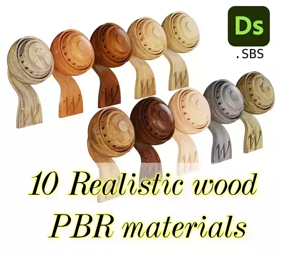 10 wood PBR materials sbs included