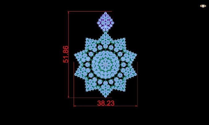 pendant dimensions of snowflake 3D print model