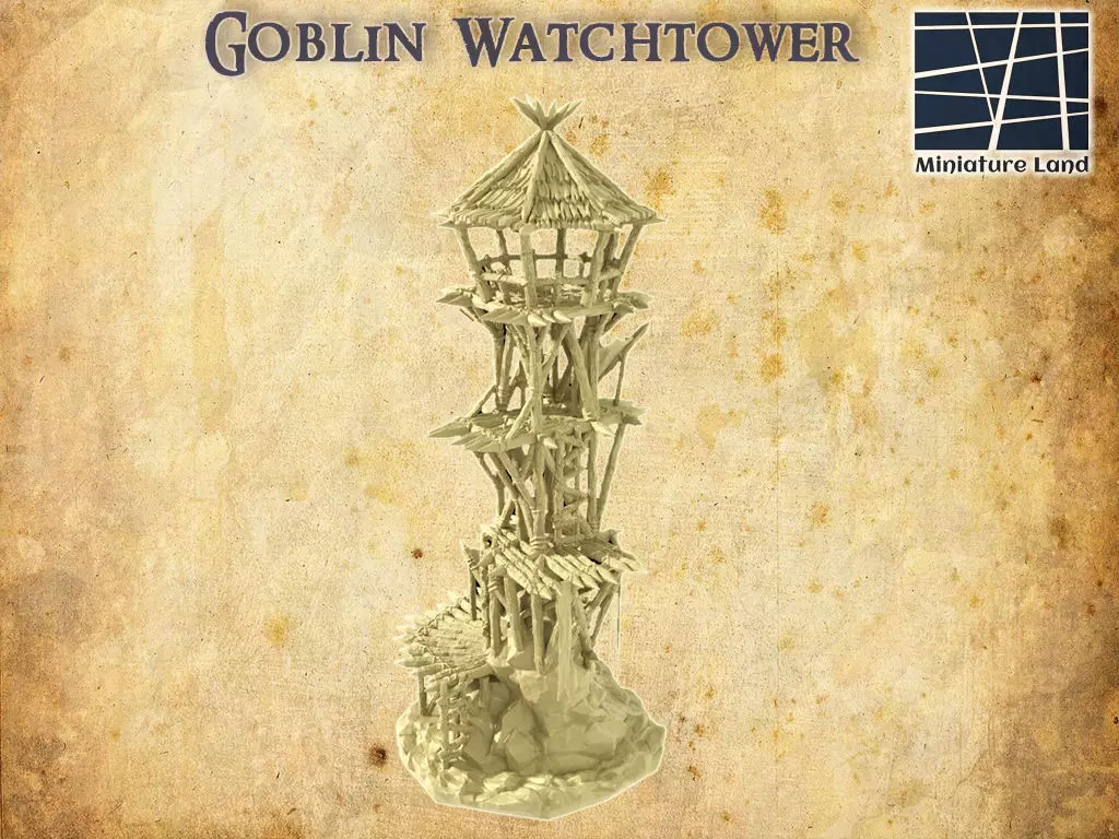 Goblin Watchtower Tabletop Terrain 28 MM 3D print model_0