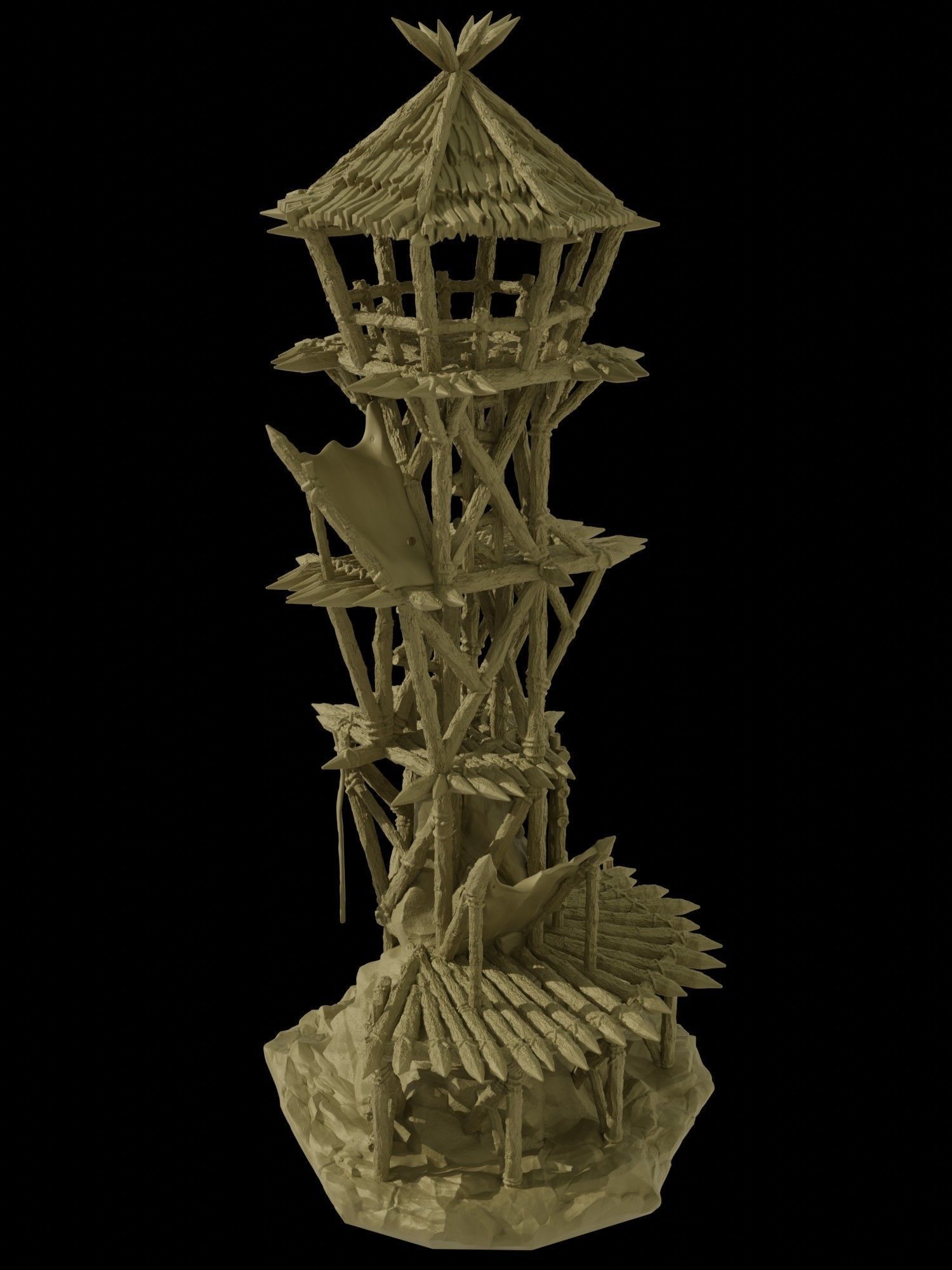 Goblin Watchtower Tabletop Terrain 28 MM 3D print model_3
