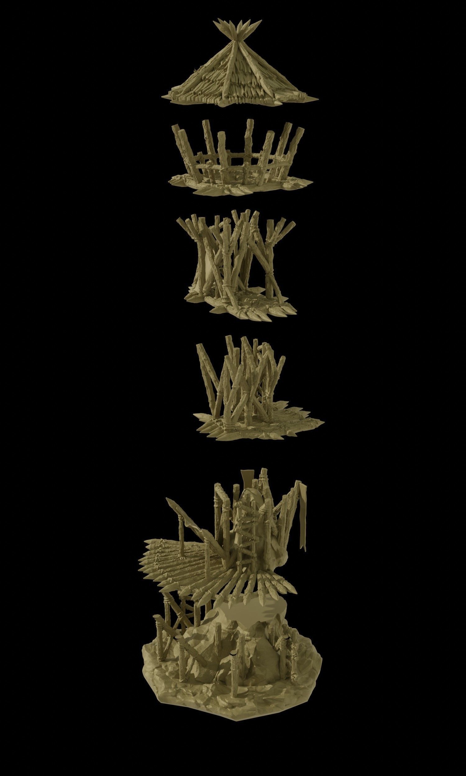 Goblin Watchtower Tabletop Terrain 28 MM 3D print model_6