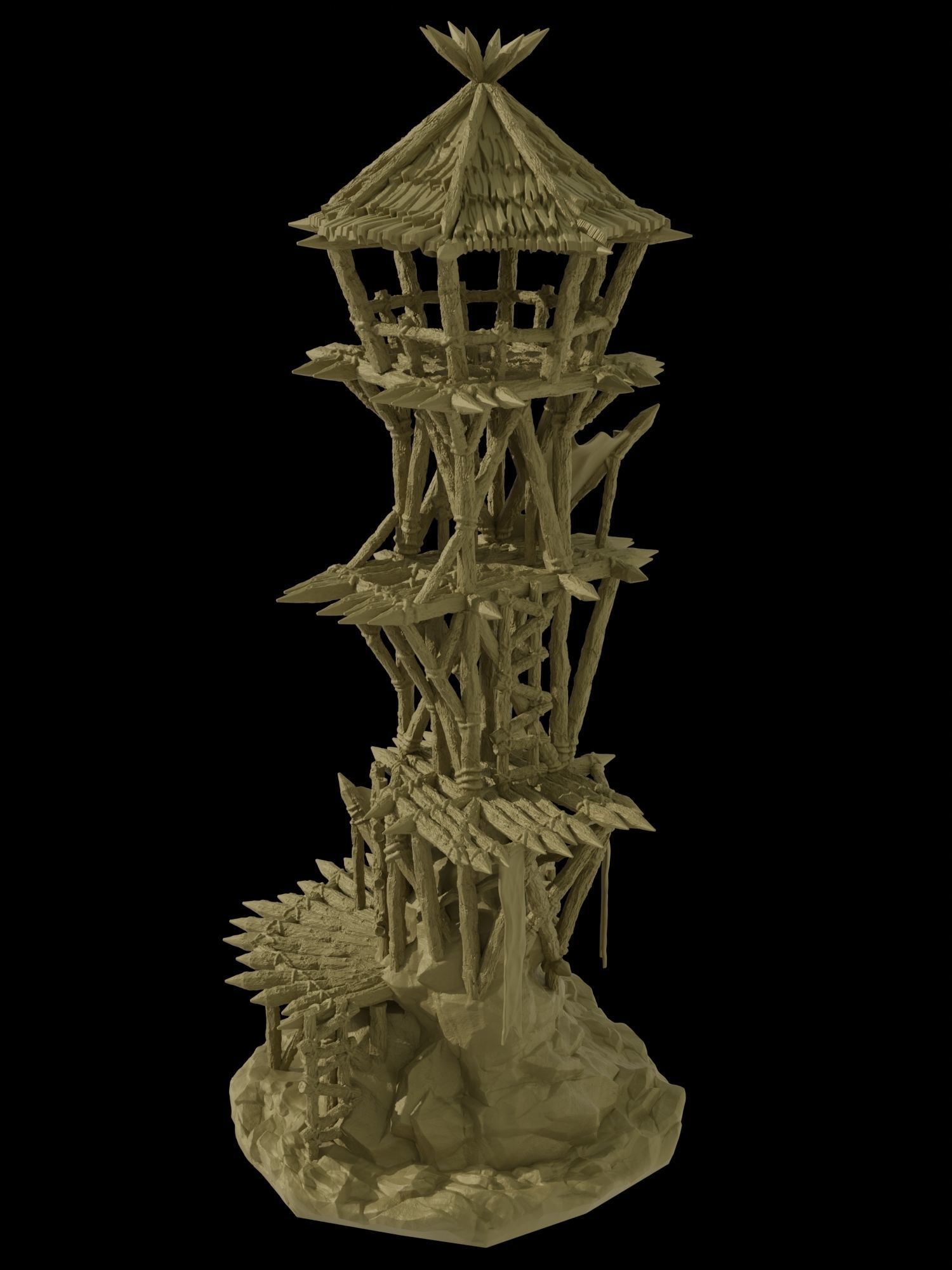 Goblin Watchtower Tabletop Terrain 28 MM 3D print model_1