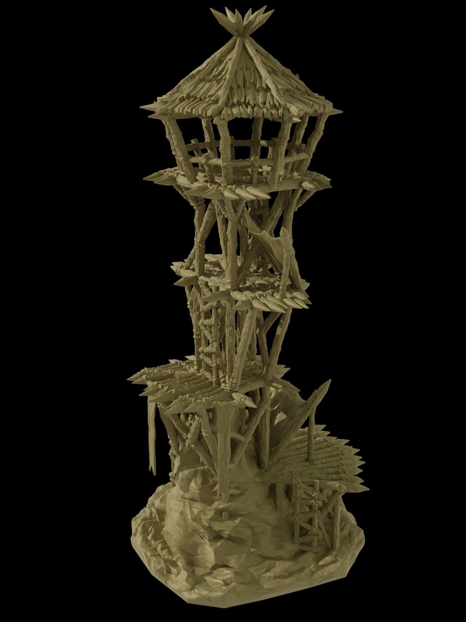 Goblin Watchtower Tabletop Terrain 28 MM 3D print model_4