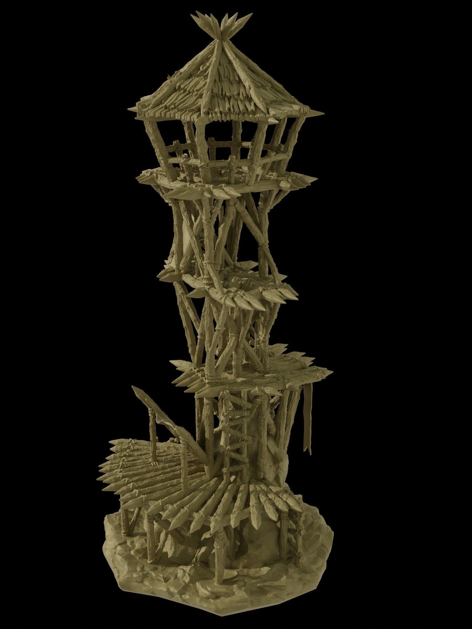 Goblin Watchtower Tabletop Terrain 28 MM 3D print model_2