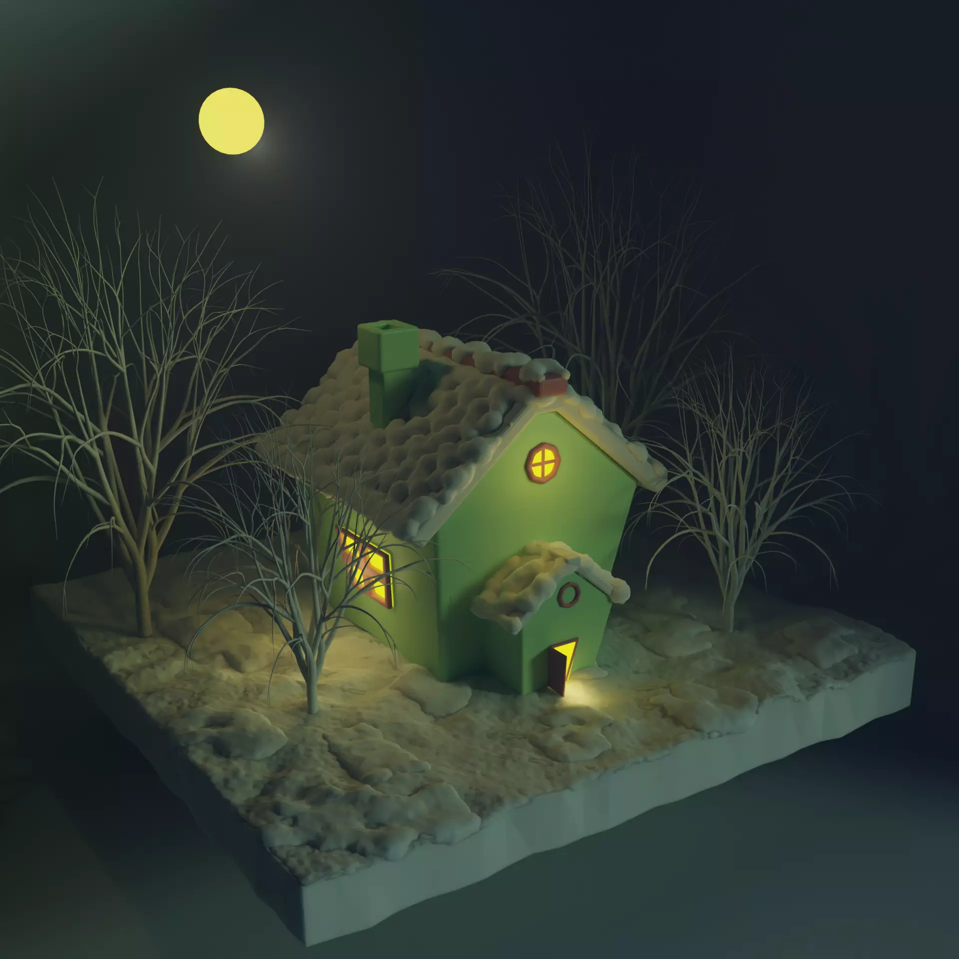 Winter Miniature Scene 3D model_0