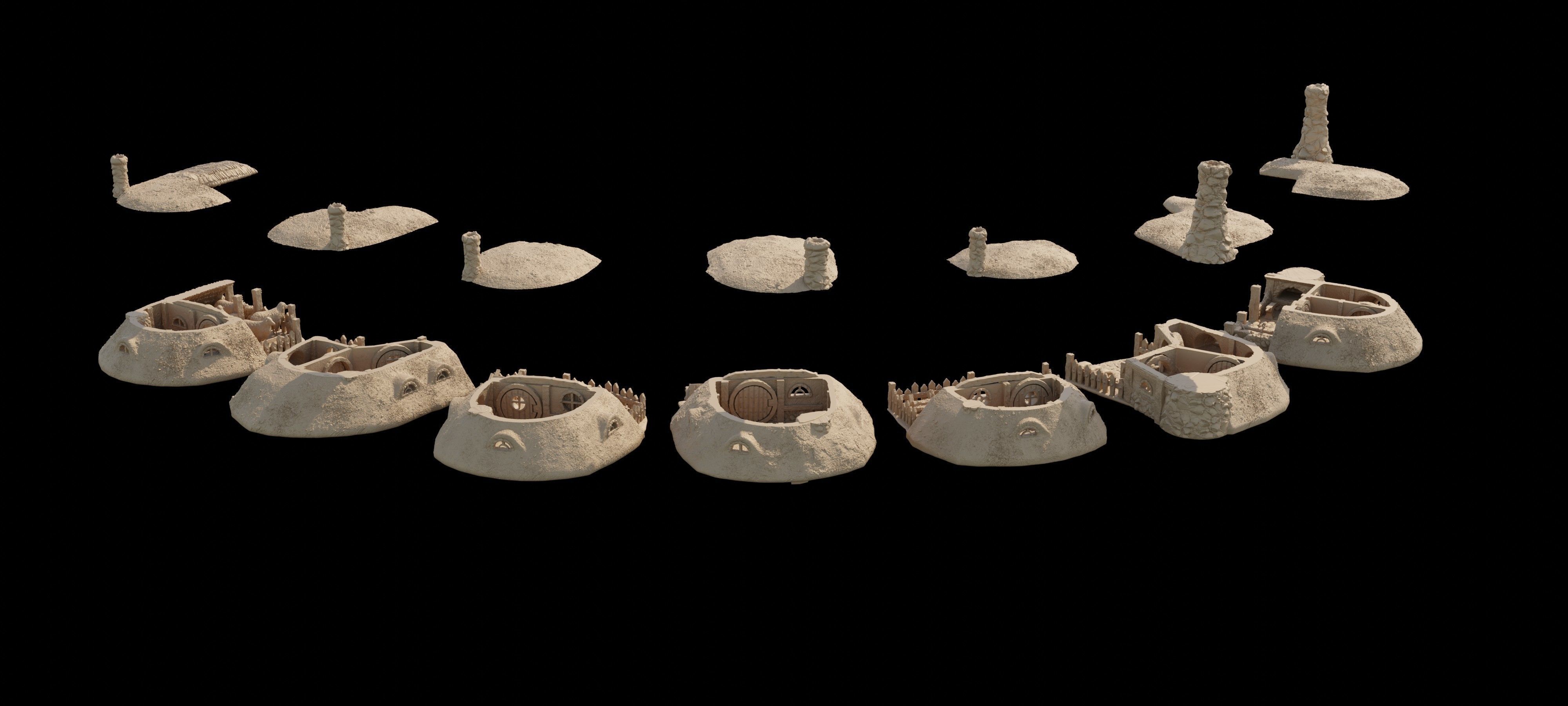 Hobbit Burrows Tabletop Terrain 28 MM 3D print model_3