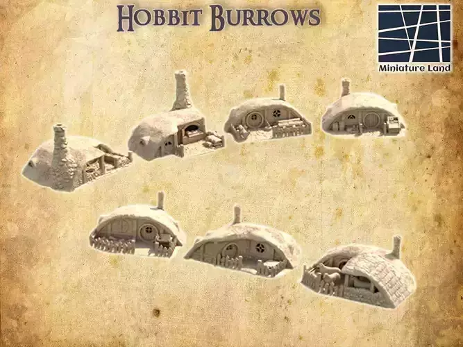Hobbit Burrows Tabletop Terrain 28 MM