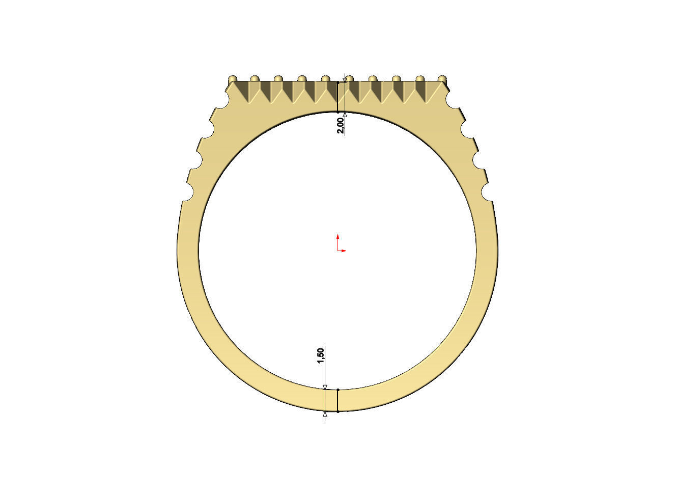 Diamond undulated fluted rectangular top signet Us sizes 6to9 3D print model_8