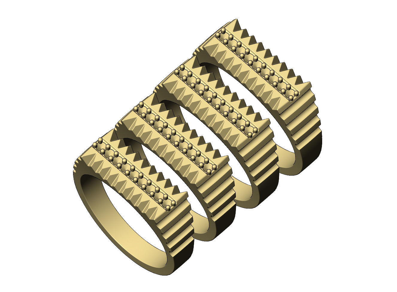 Diamond undulated fluted rectangular top signet Us sizes 6to9 3D print model_5