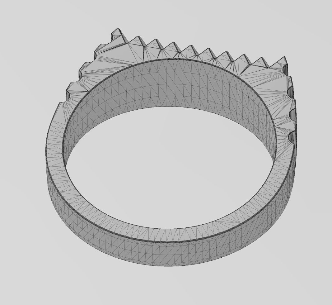Diamond undulated fluted rectangular top signet Us sizes 6to9 3D print model_13