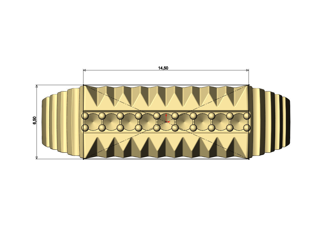 Diamond undulated fluted rectangular top signet Us sizes 6to9 3D print model_7