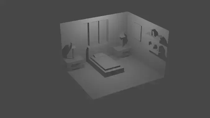ROOM 3D MODEL with bed and desk