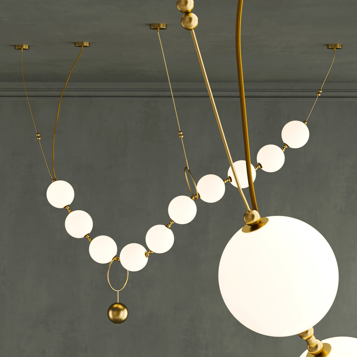 COCO Designer lamp made of glass balls 3D model_2