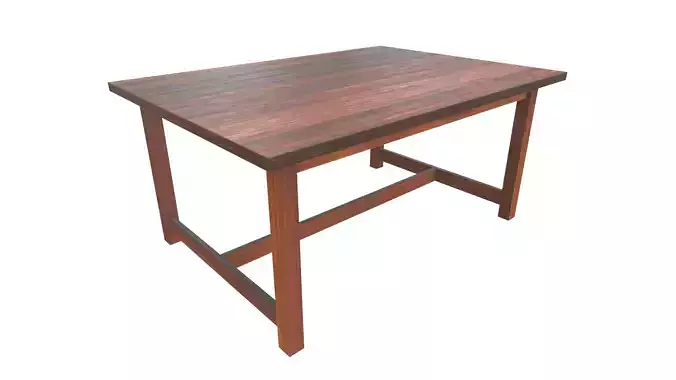 Wooden Table 3D Model AR VR PBR Low-poly 3D model