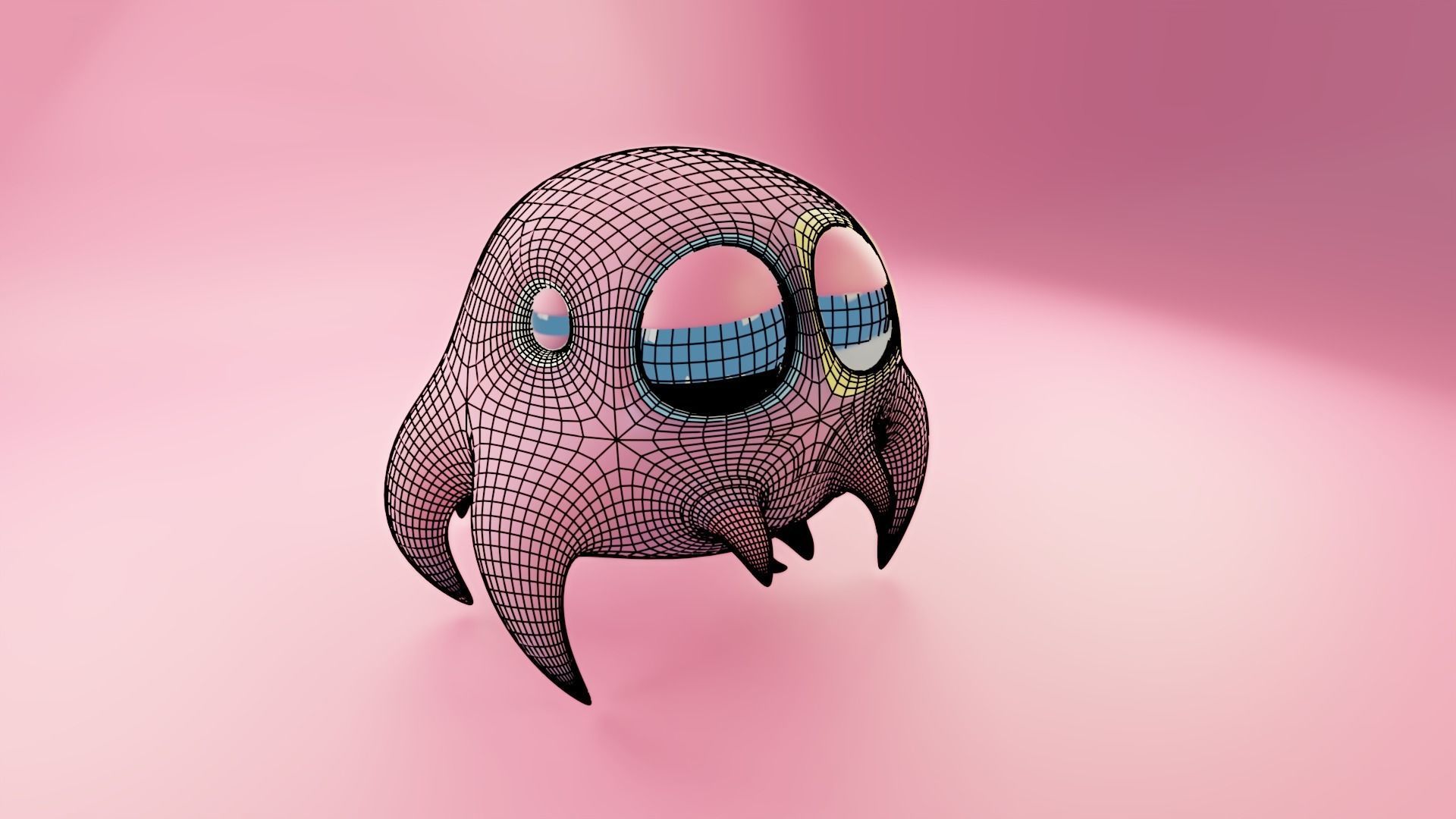 Cute Spider Character UV Unwrapped and Fur 3D model_2