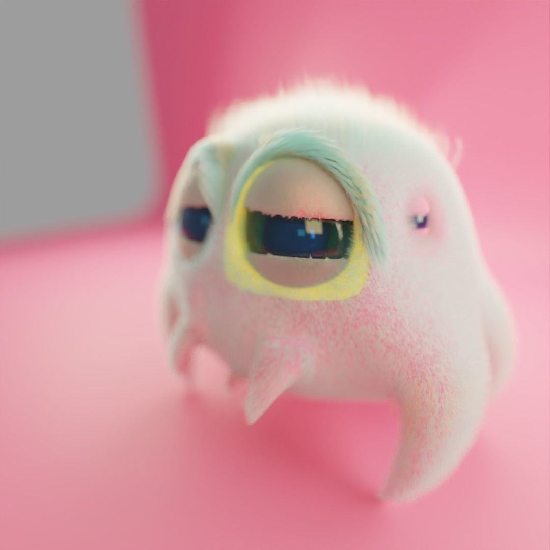 Cute Spider Character UV Unwrapped and Fur 3D model_3