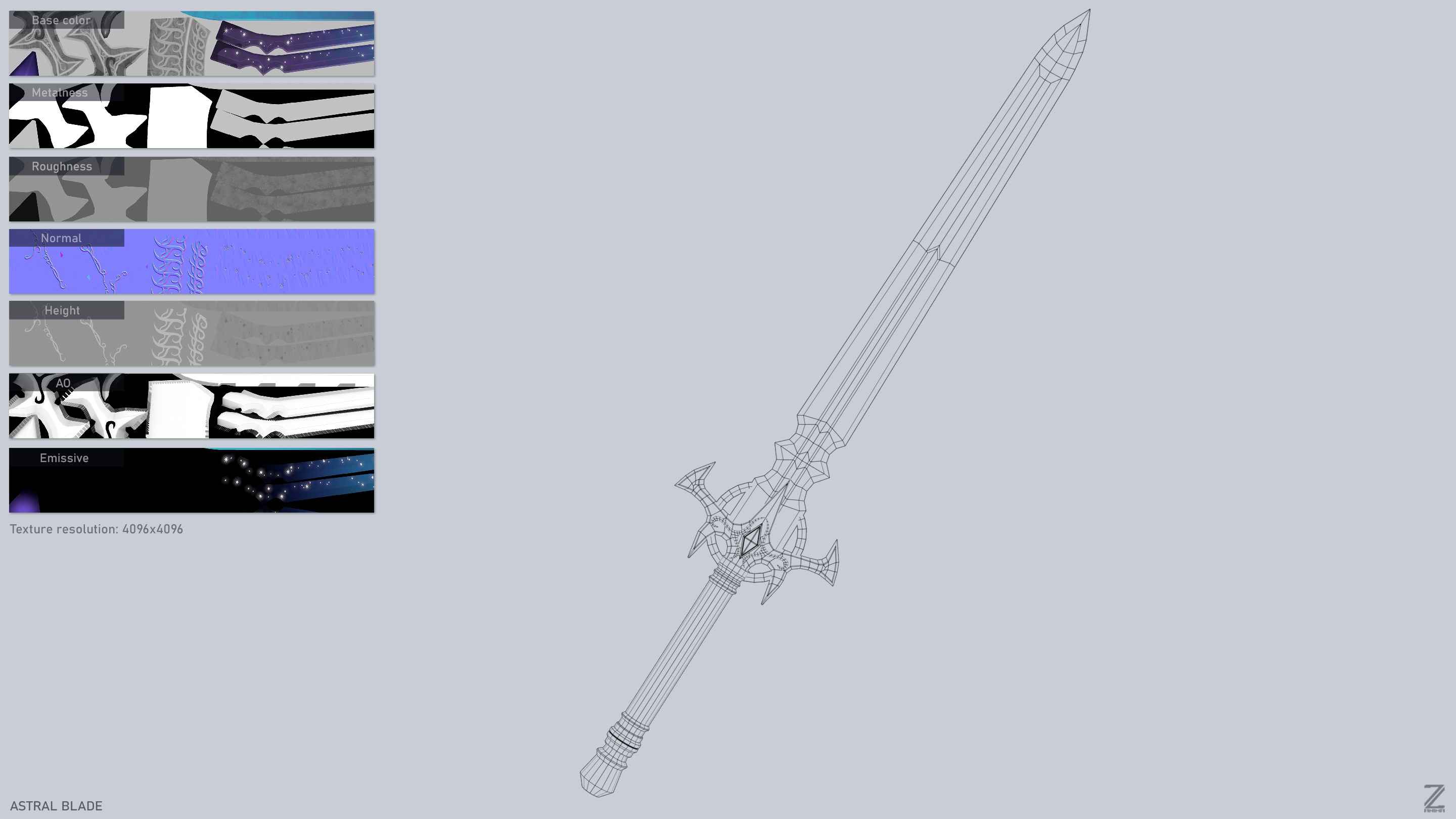 Astral blade Low-poly 3D model_3