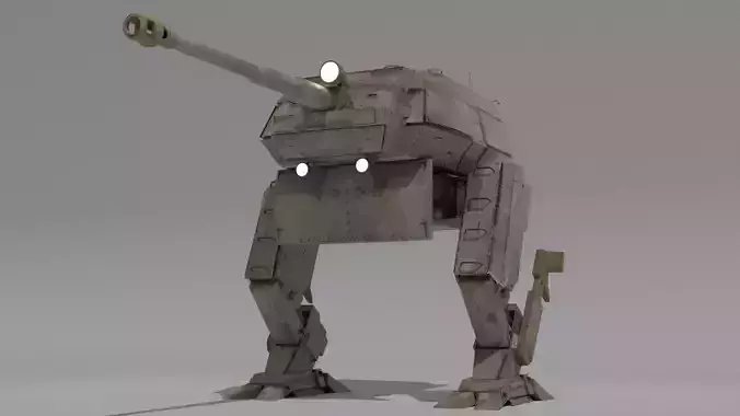 Destroyer Mech Walker with RIG and LOWPOLY Desert Camo