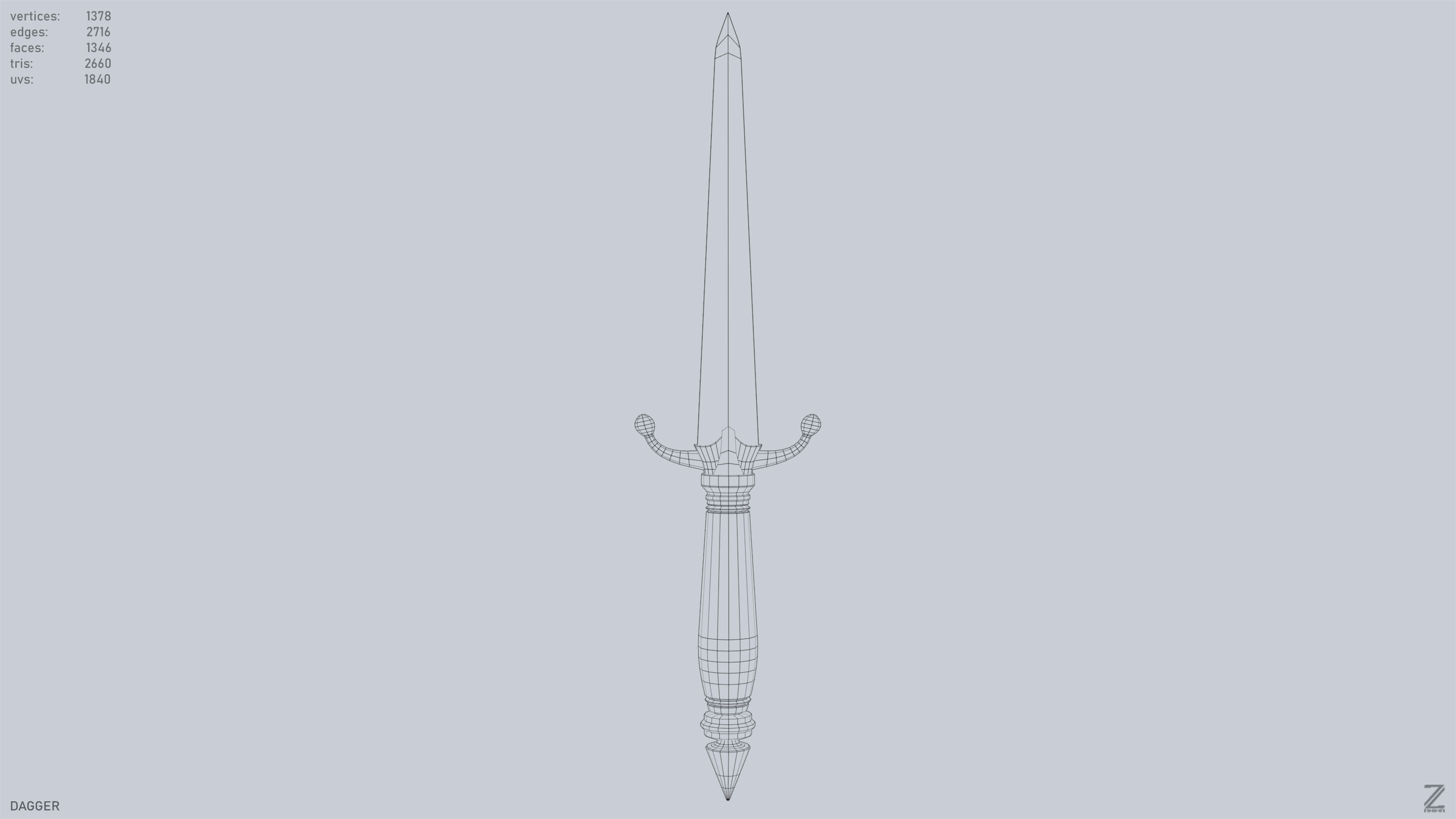 Dagger Low-poly 3D model_9