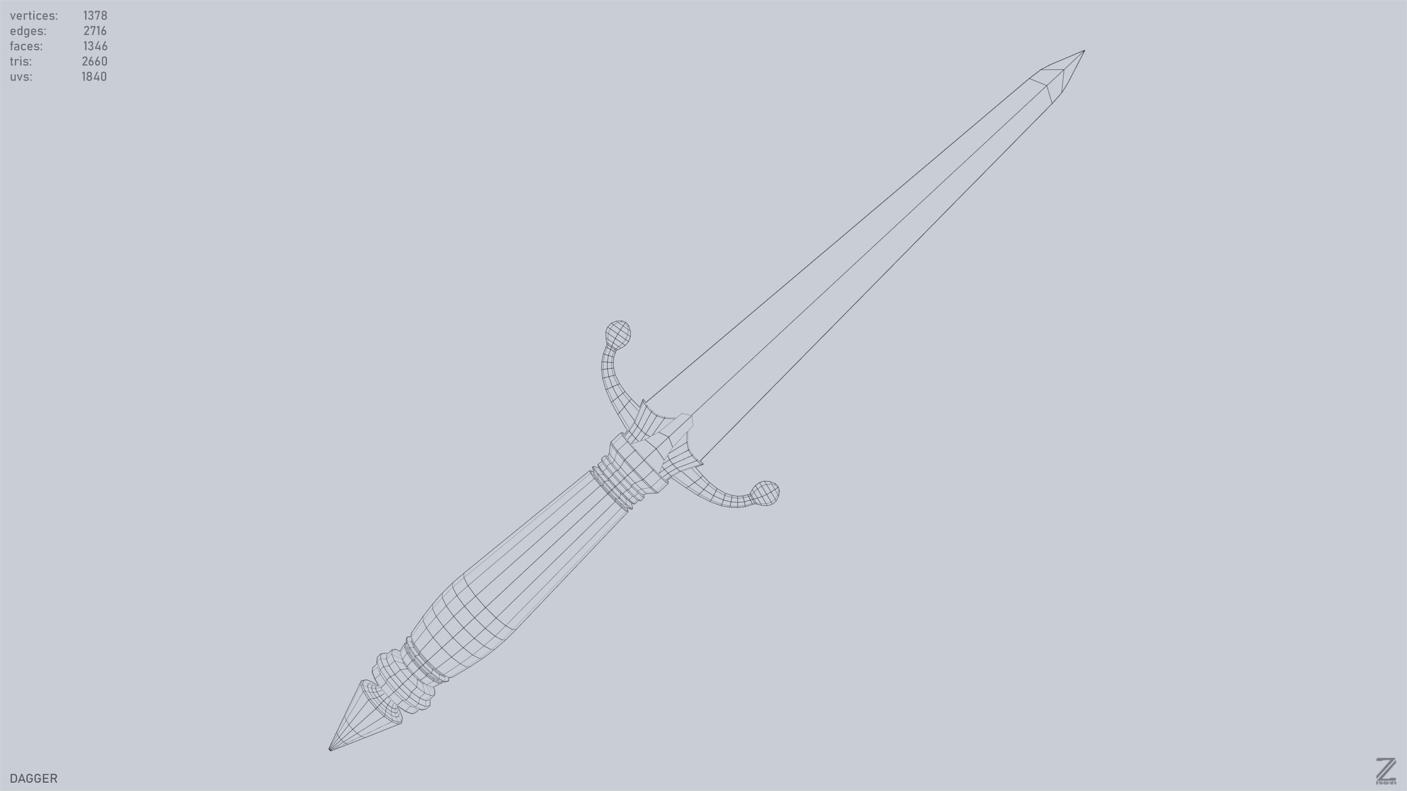 Dagger Low-poly 3D model_15