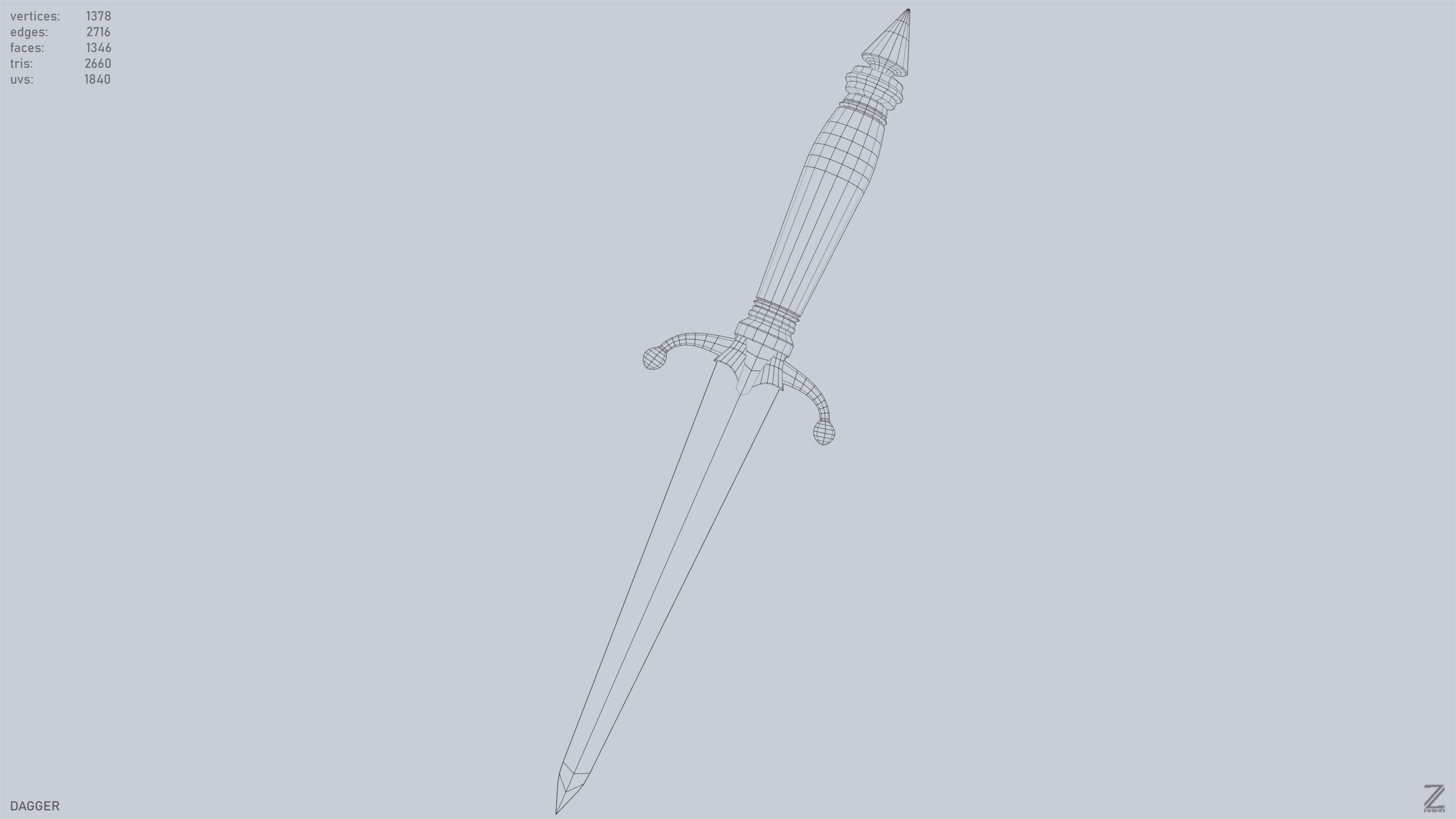 Dagger Low-poly 3D model_13