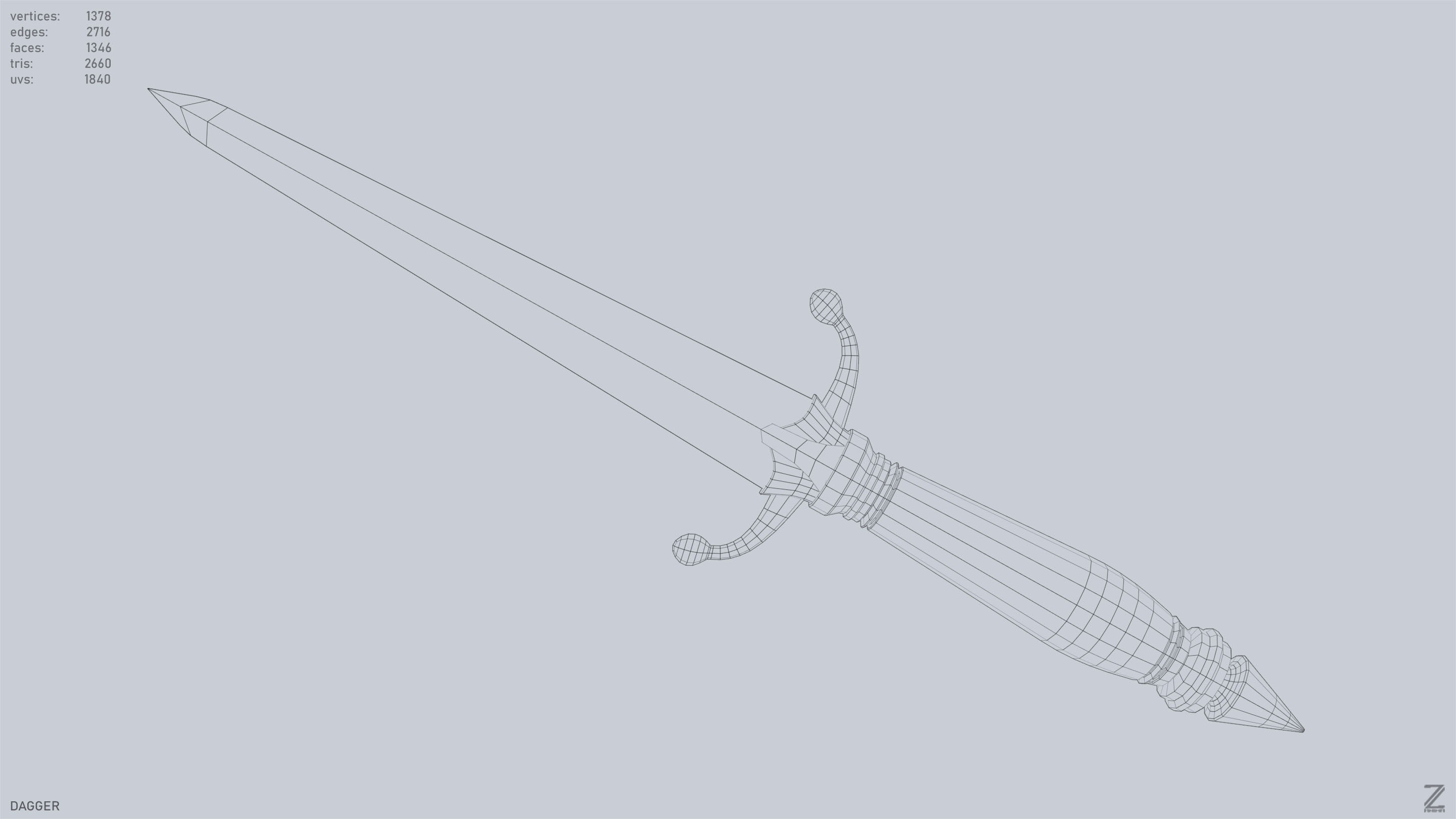 Dagger Low-poly 3D model_10