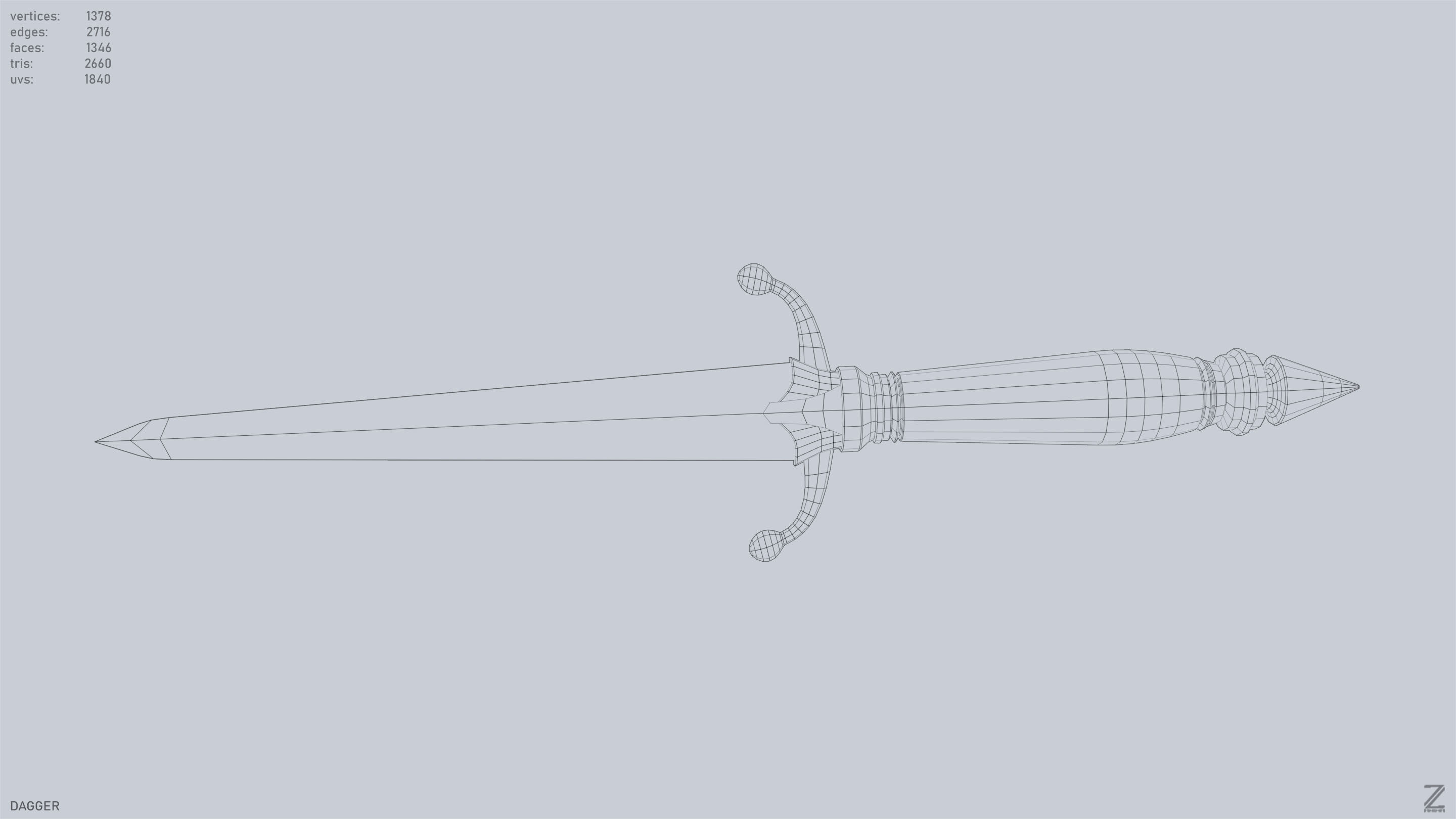 Dagger Low-poly 3D model_14