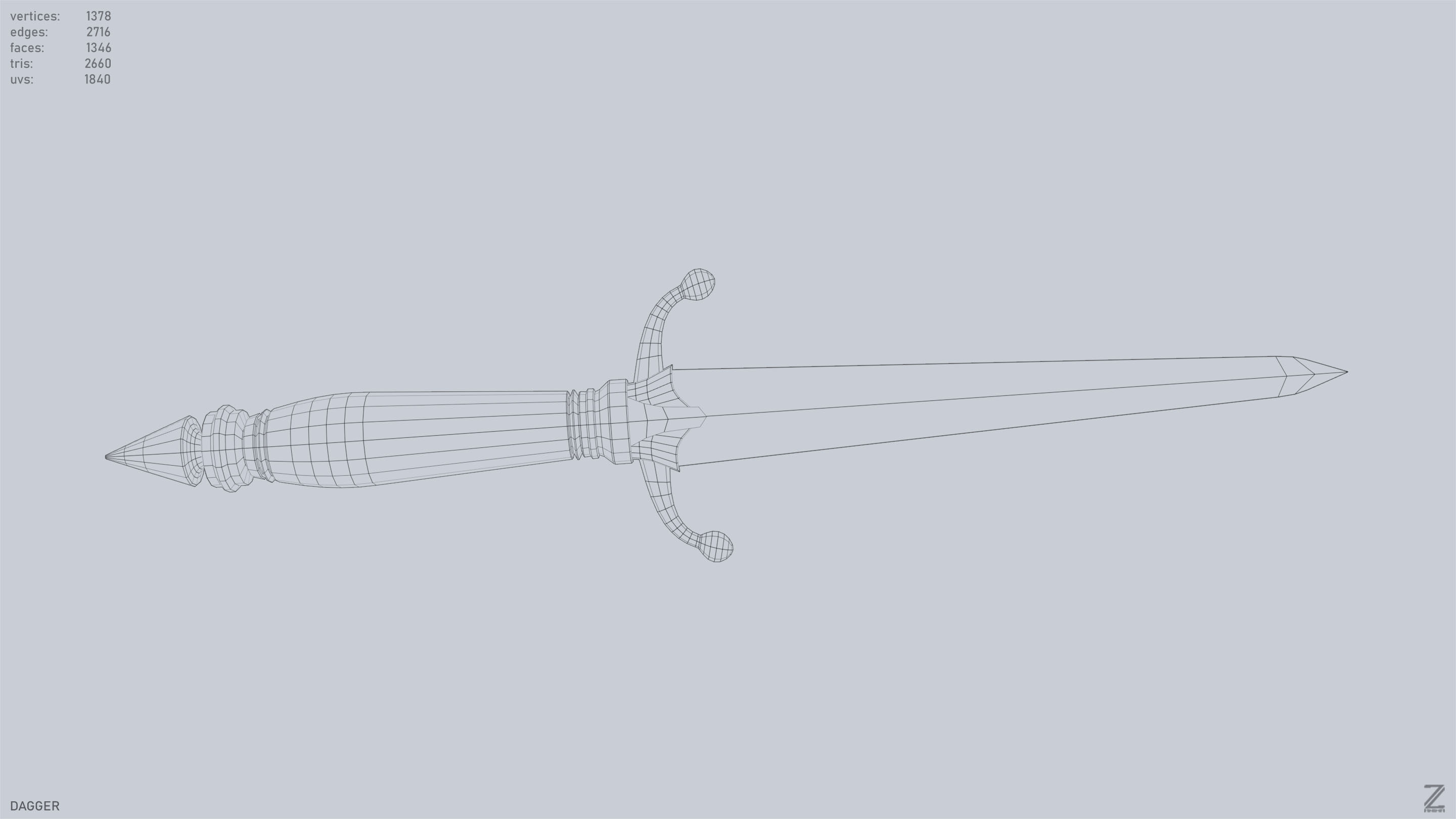 Dagger Low-poly 3D model_12
