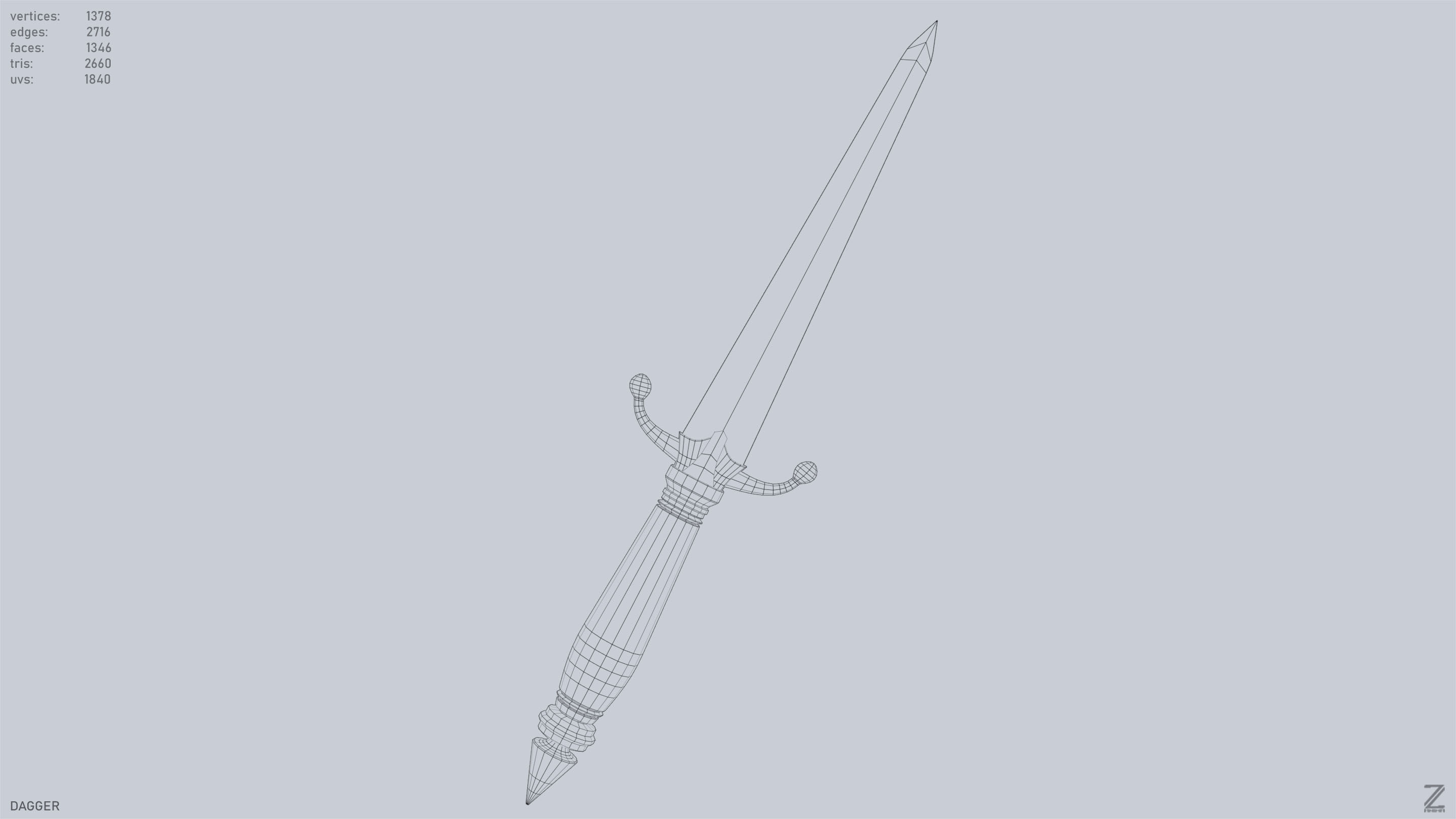 Dagger Low-poly 3D model_11