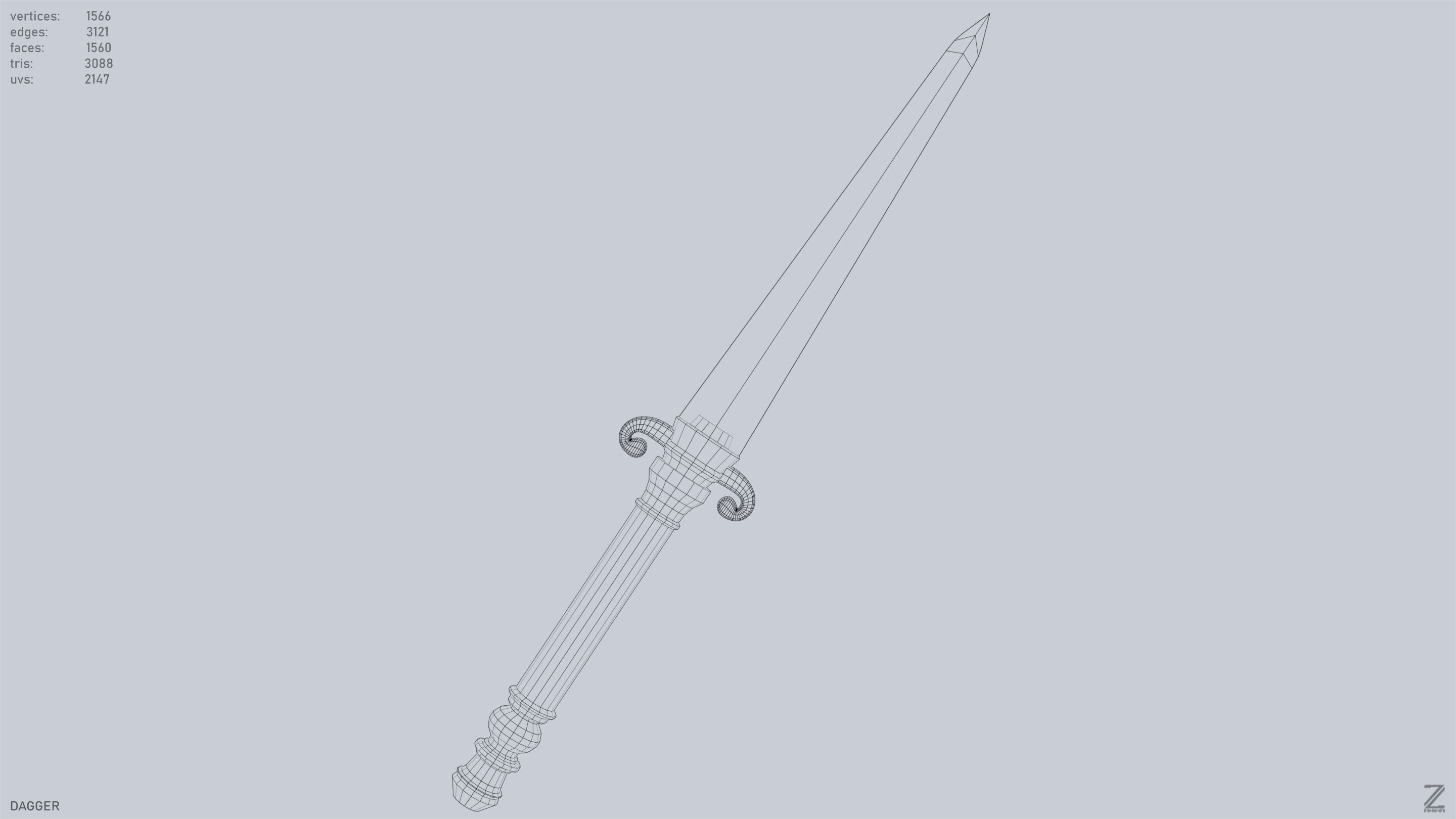 Dagger Low-poly 3D model_13