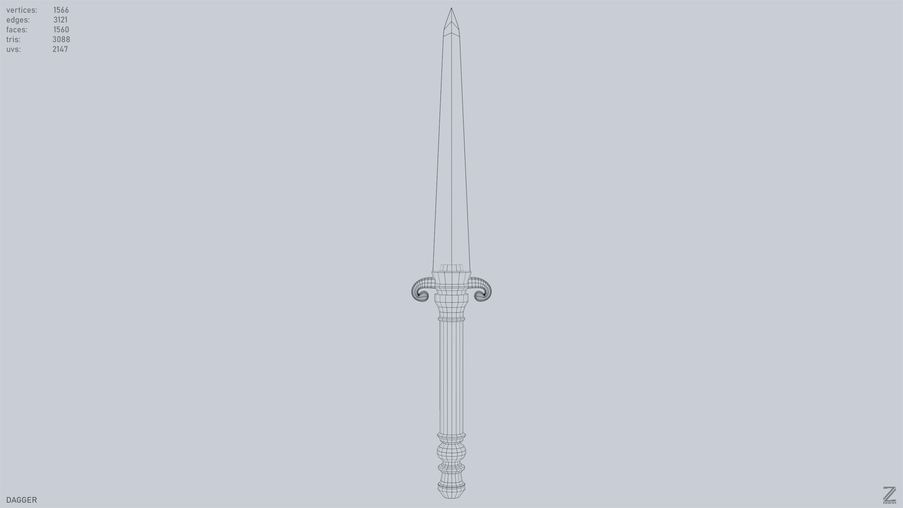 Dagger Low-poly 3D model_9