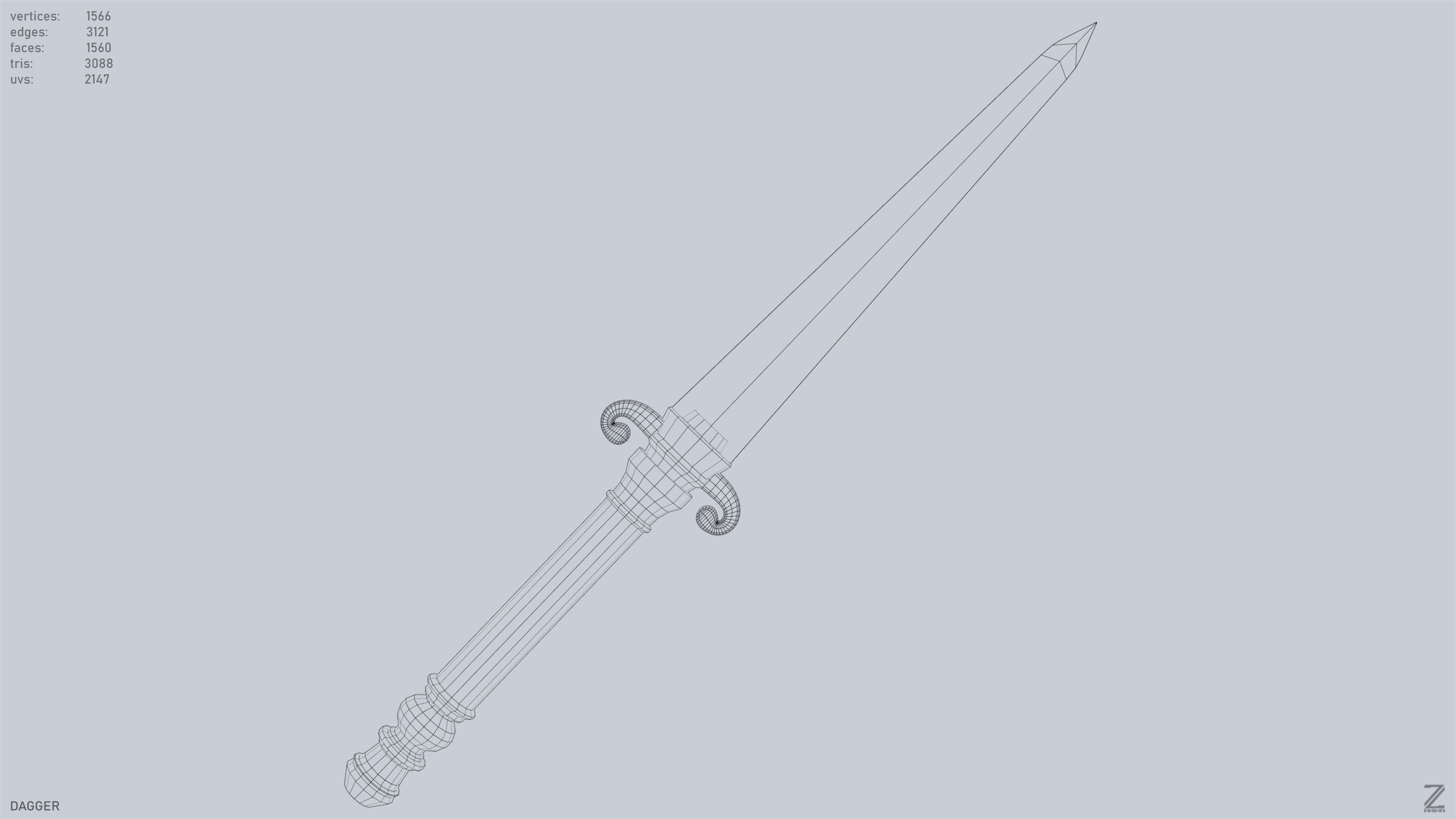 Dagger Low-poly 3D model_15