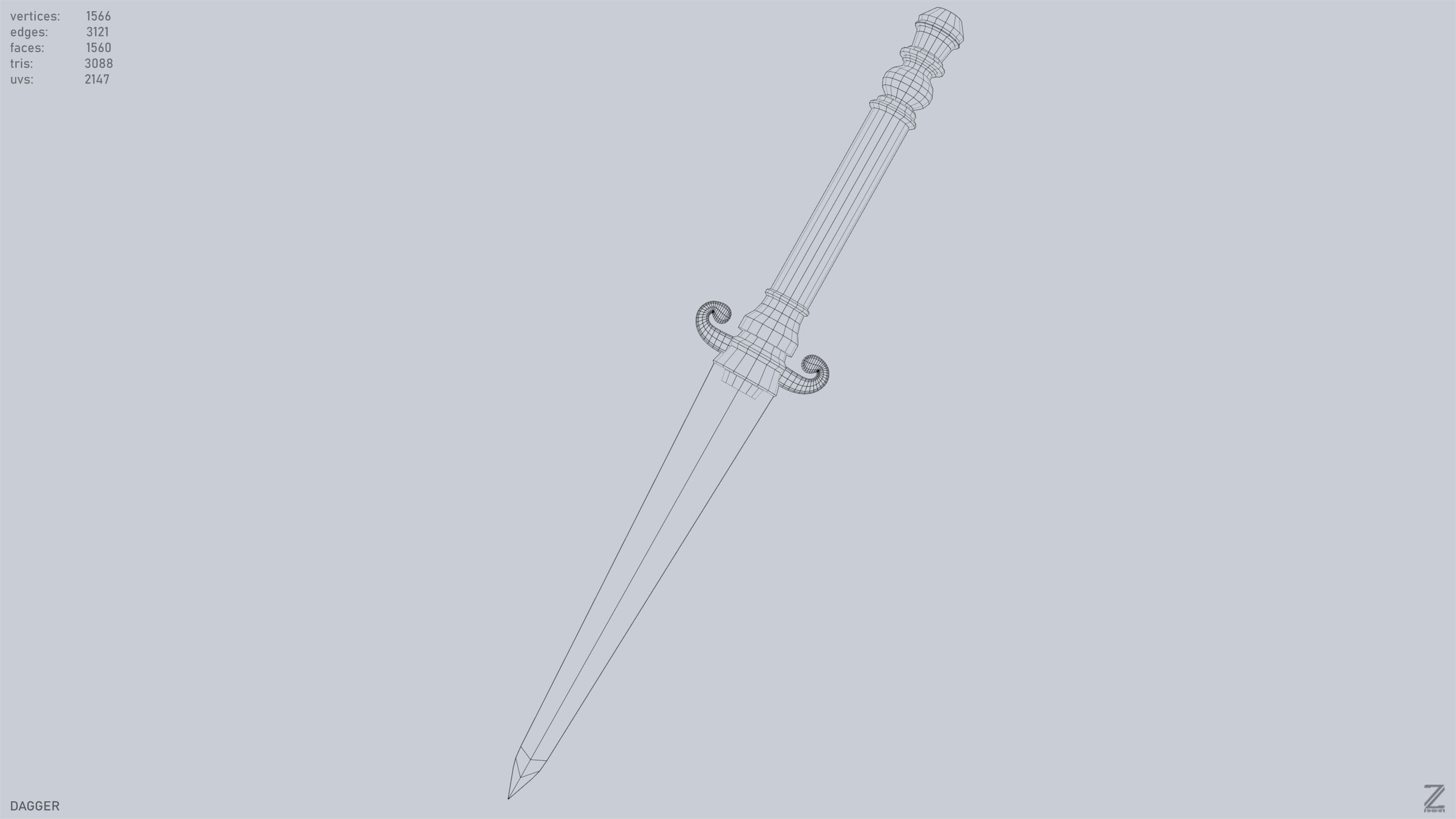 Dagger Low-poly 3D model_11