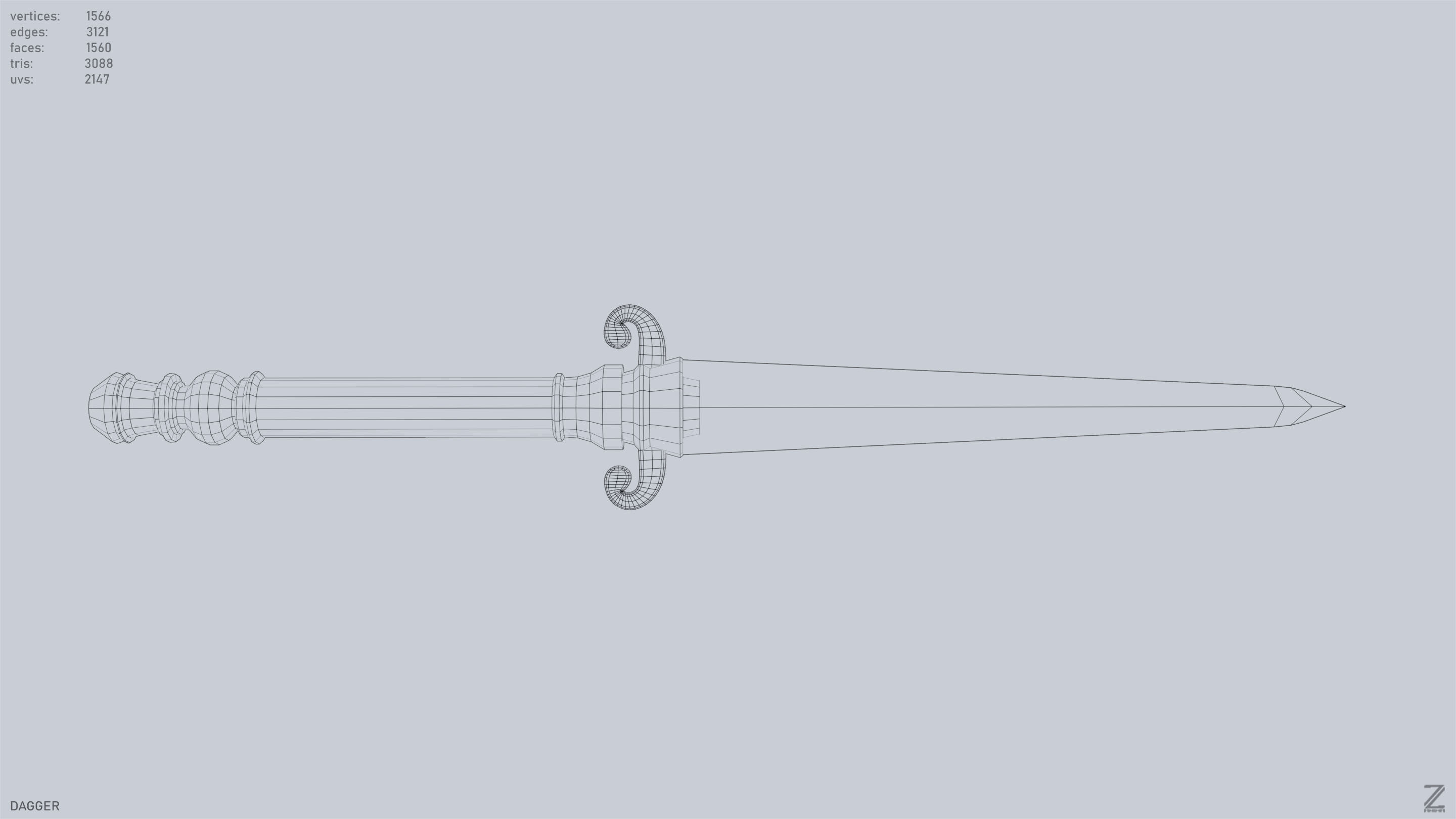 Dagger Low-poly 3D model_12