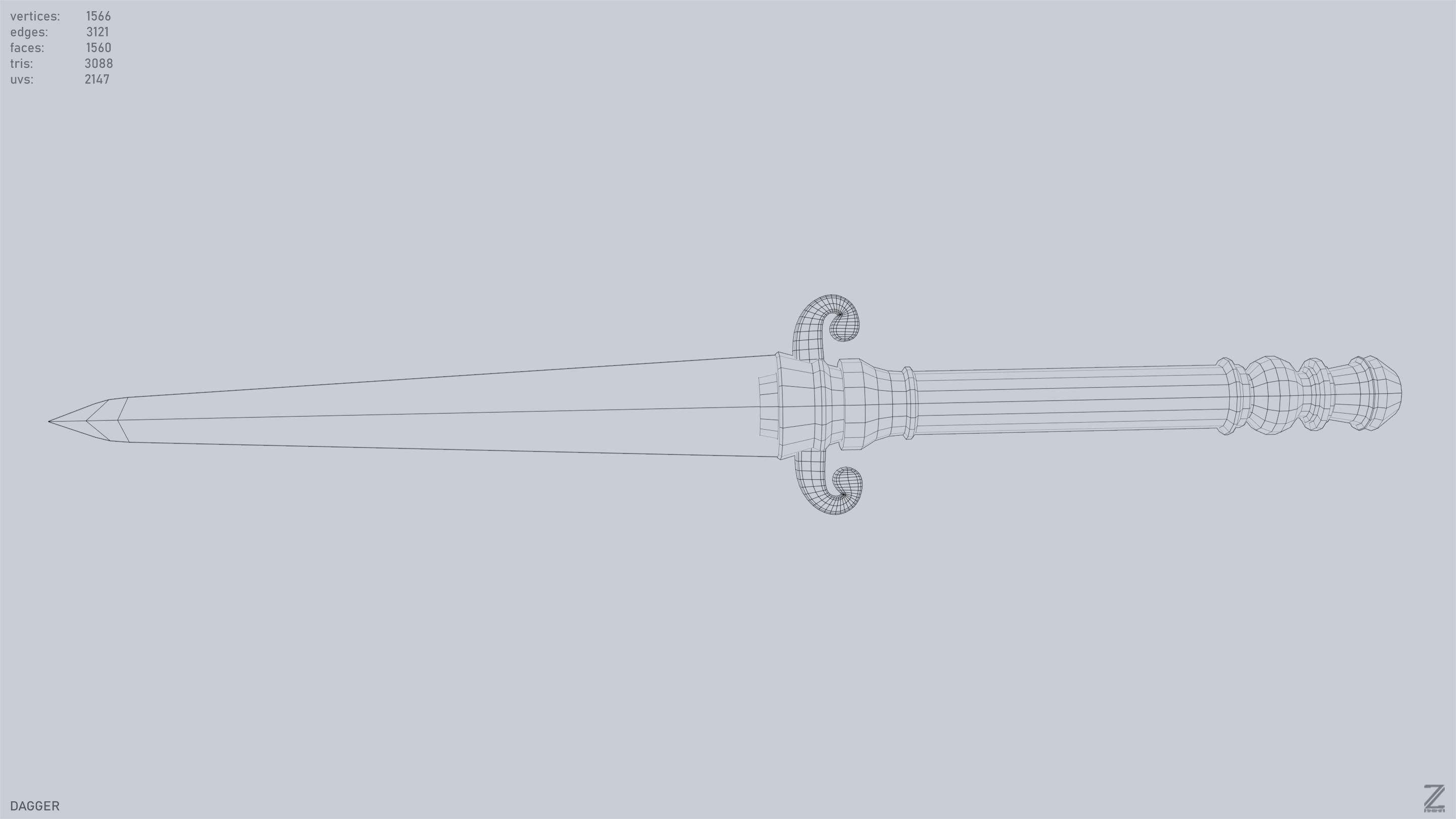 Dagger Low-poly 3D model_14