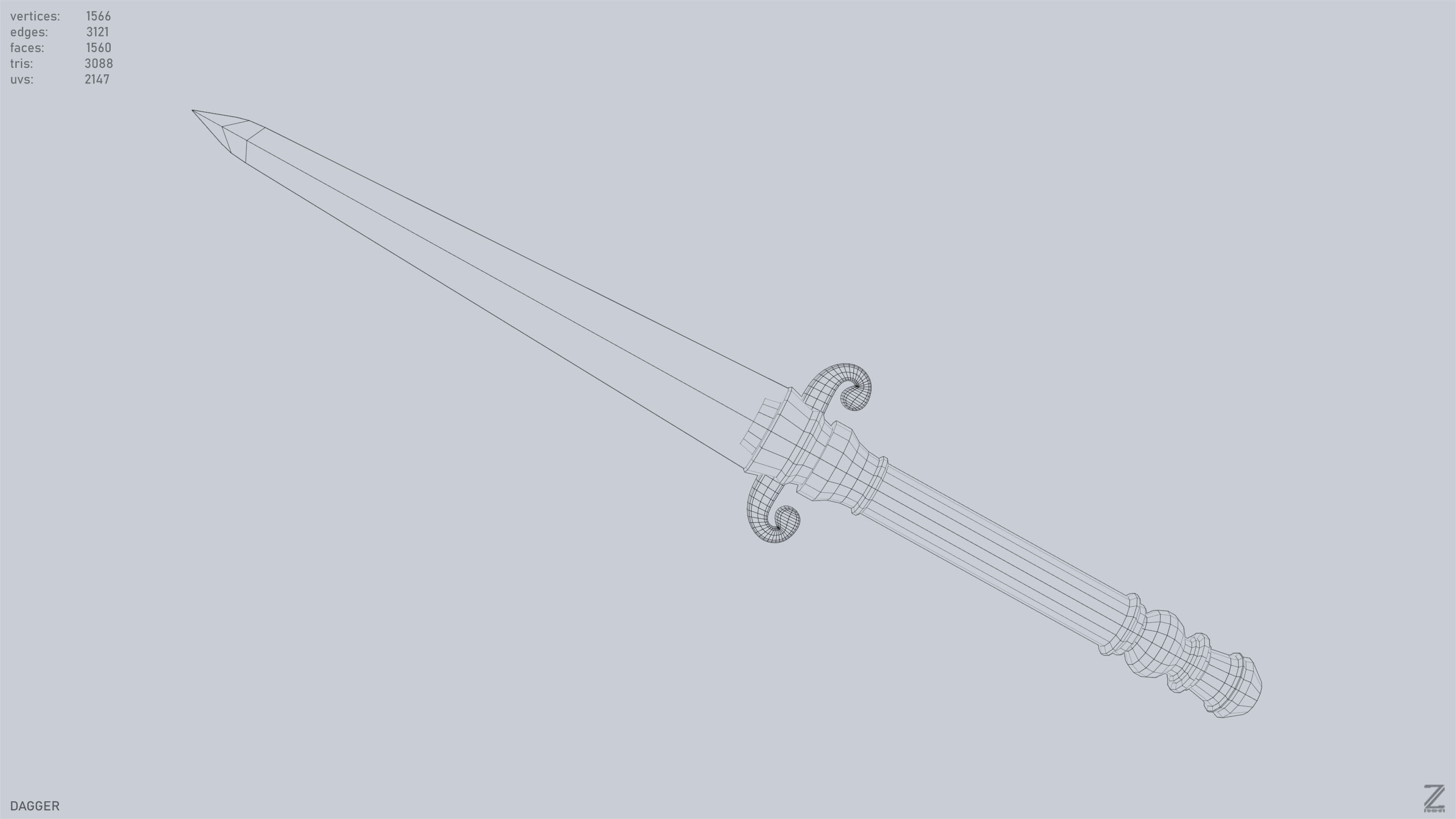 Dagger Low-poly 3D model_10