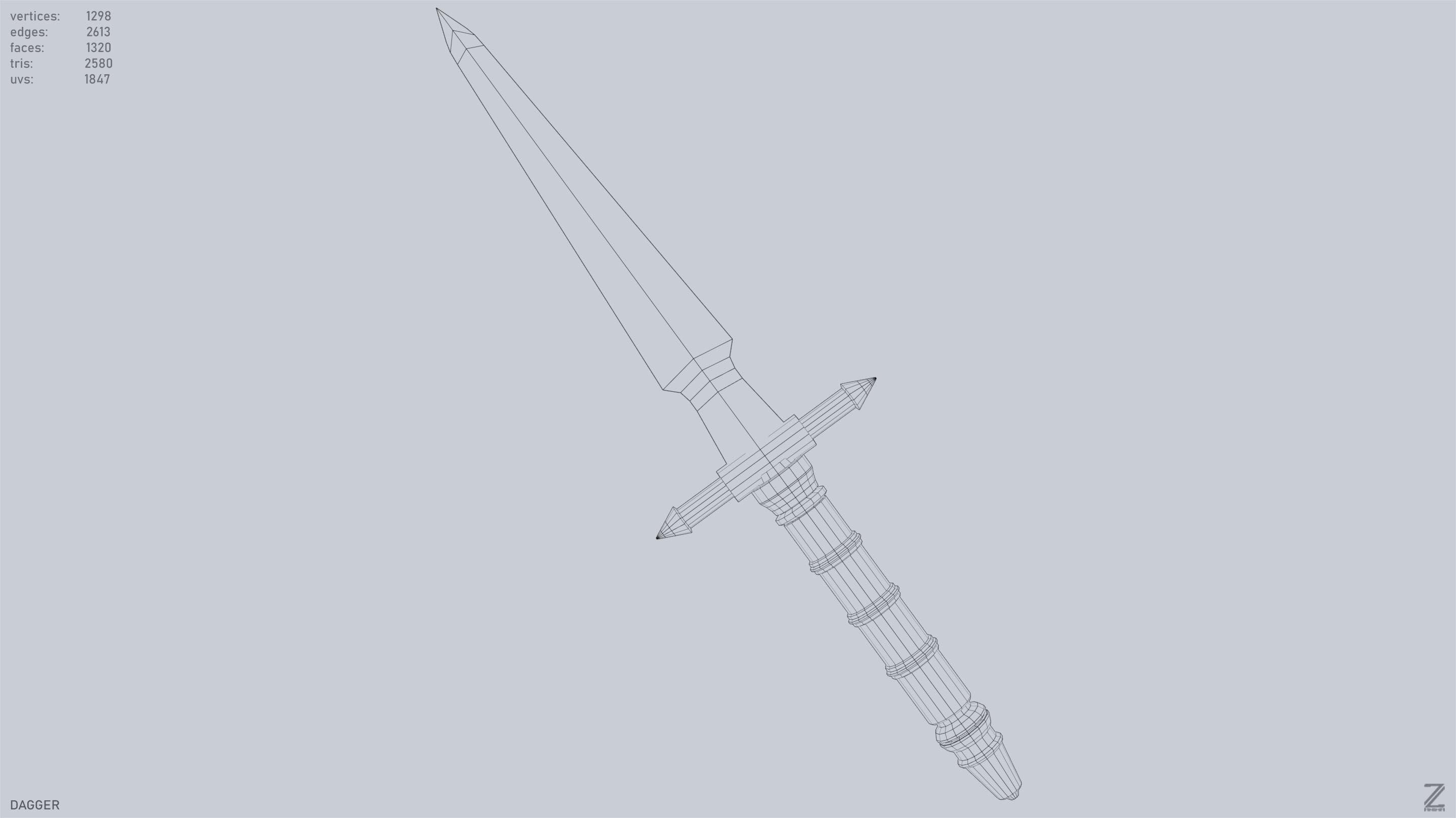 Dagger Low-poly 3D model_10