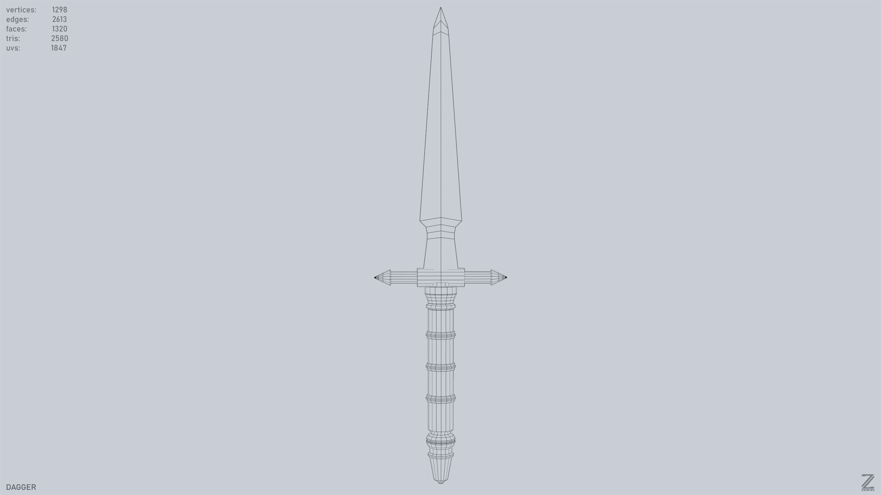 Dagger Low-poly 3D model_9