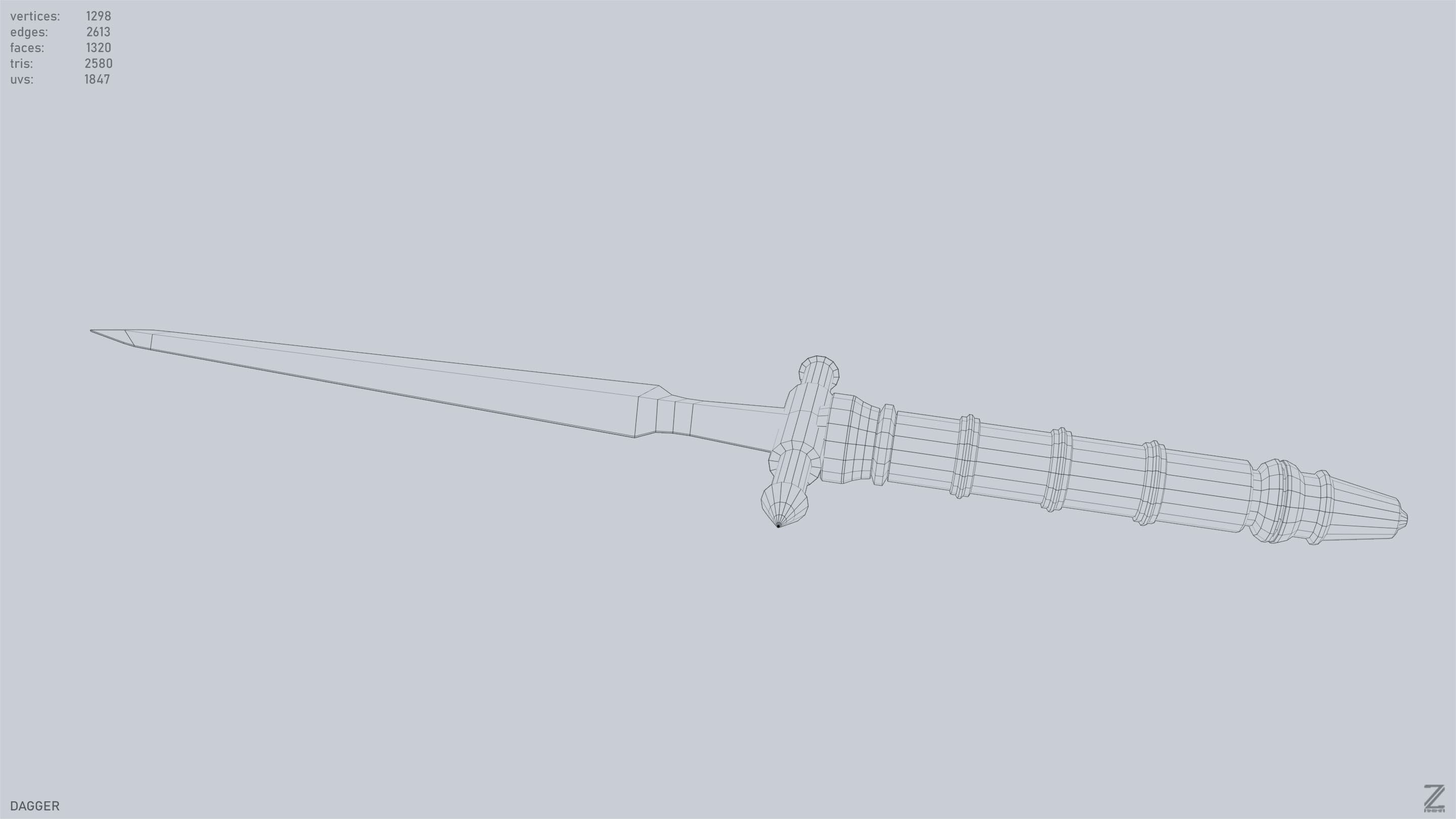 Dagger Low-poly 3D model_14
